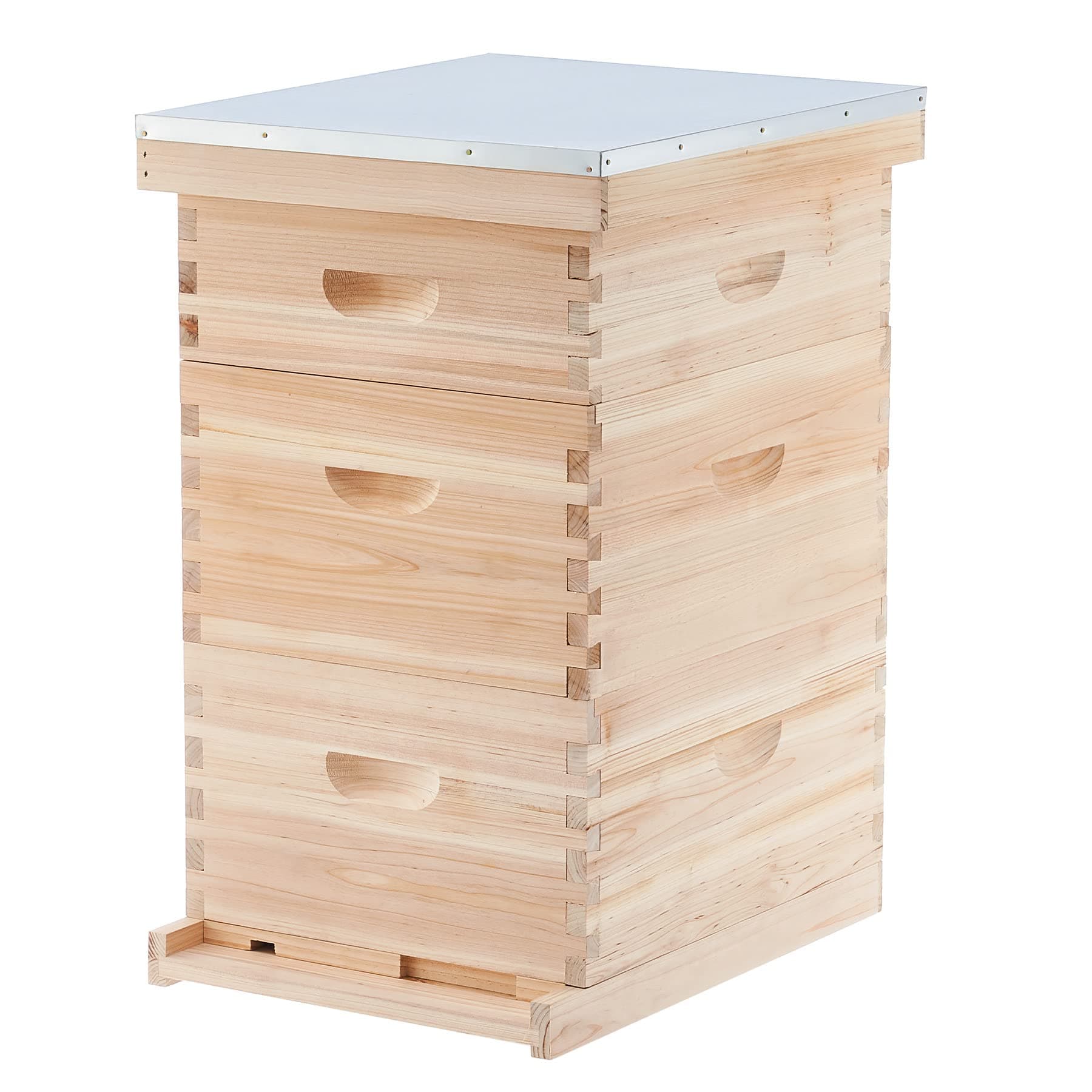 CREWORKS Bee Hive Boxes Starter Kit, 3 Layer Bee House Langstroth Beehive for Bees Keeping, Beekeeping Supplies with Plastic Queen Excluder and Nails (10 Medium and 20 Deep Frames)