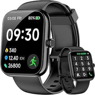 Smart Watch for Men Women Alexa Built-in, 1.83" HD Fitness Tracker Touchscreen with Call Function, IP68 Waterproof, 120+ Sport Modes, 24/7 Heart Rate/Sleep Monitor, iOS Android Compatible (Black)