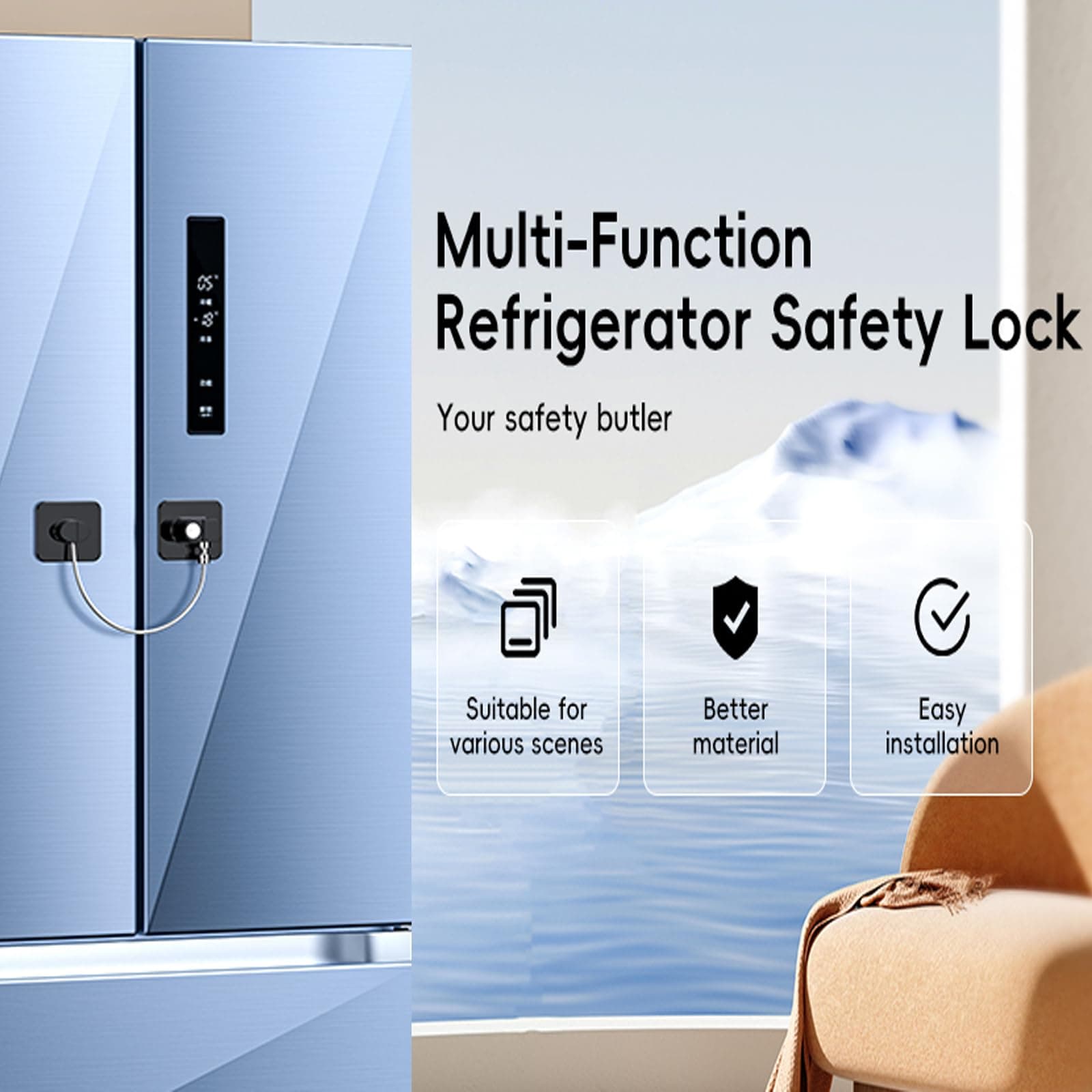 XIANGLONGY 3 Sets Window Locks, Child Window Protection, Fridge Lock for Windows Security, Key Lock Design
