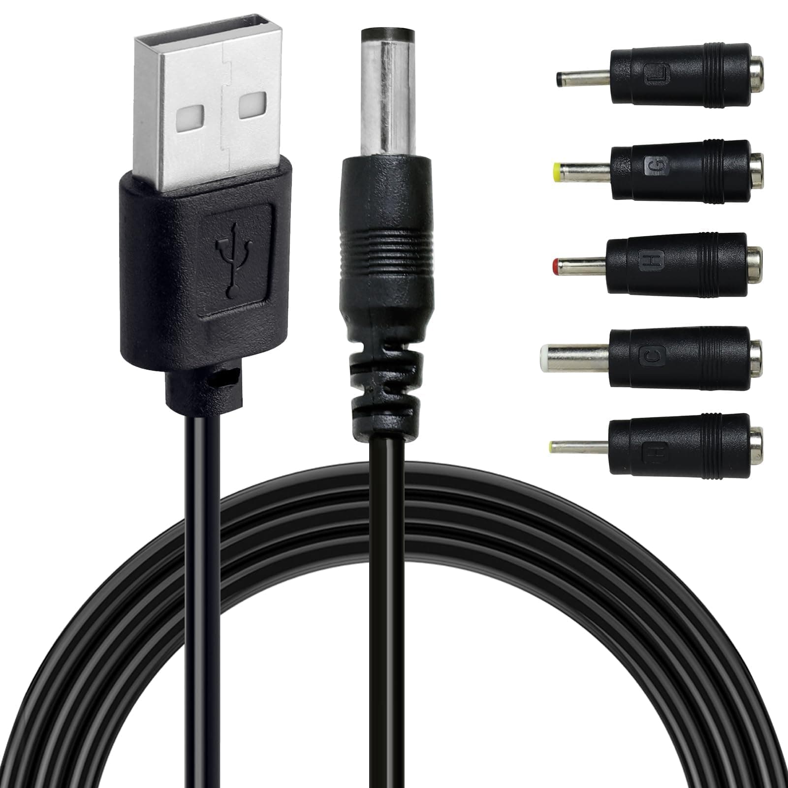 USB To DC Power Cable 1m Usb To 5v Universal Fast Charging Cable Usb 2.0 A Male To Dc 5.5 X 2.1mm Plug Power Cord Adapter With Barrel Jack 2.5x0.7mm 3.5x1.35mm 4.0x1.7mm 5.5x2.5mm 3.0x1.0mm Connectors