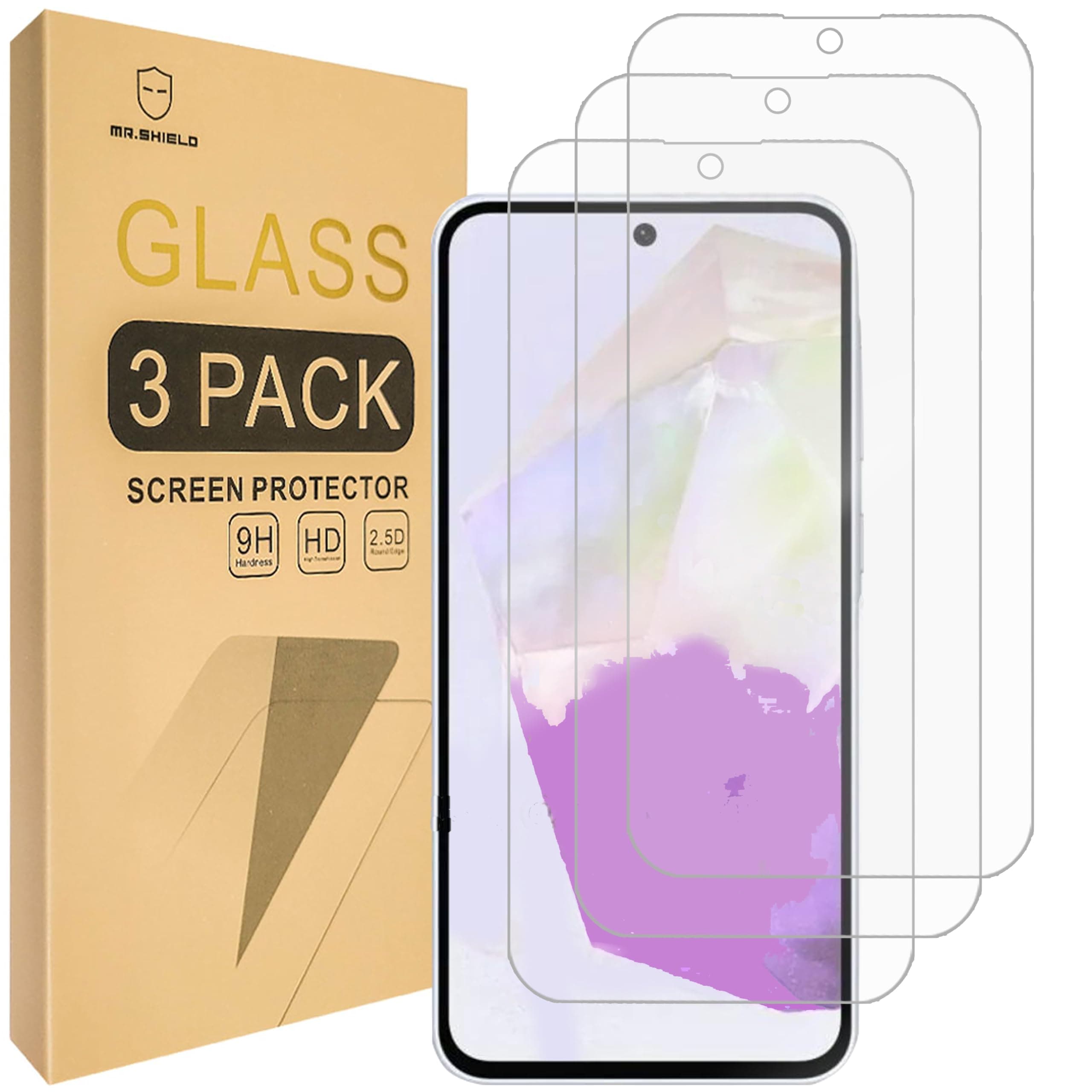 Mr.Shield Screen Protector compatible with Samsung Galaxy A36 5G / A56 [Tempered Glass] [3-Pack] [Japan Glass with 9H Hardness]