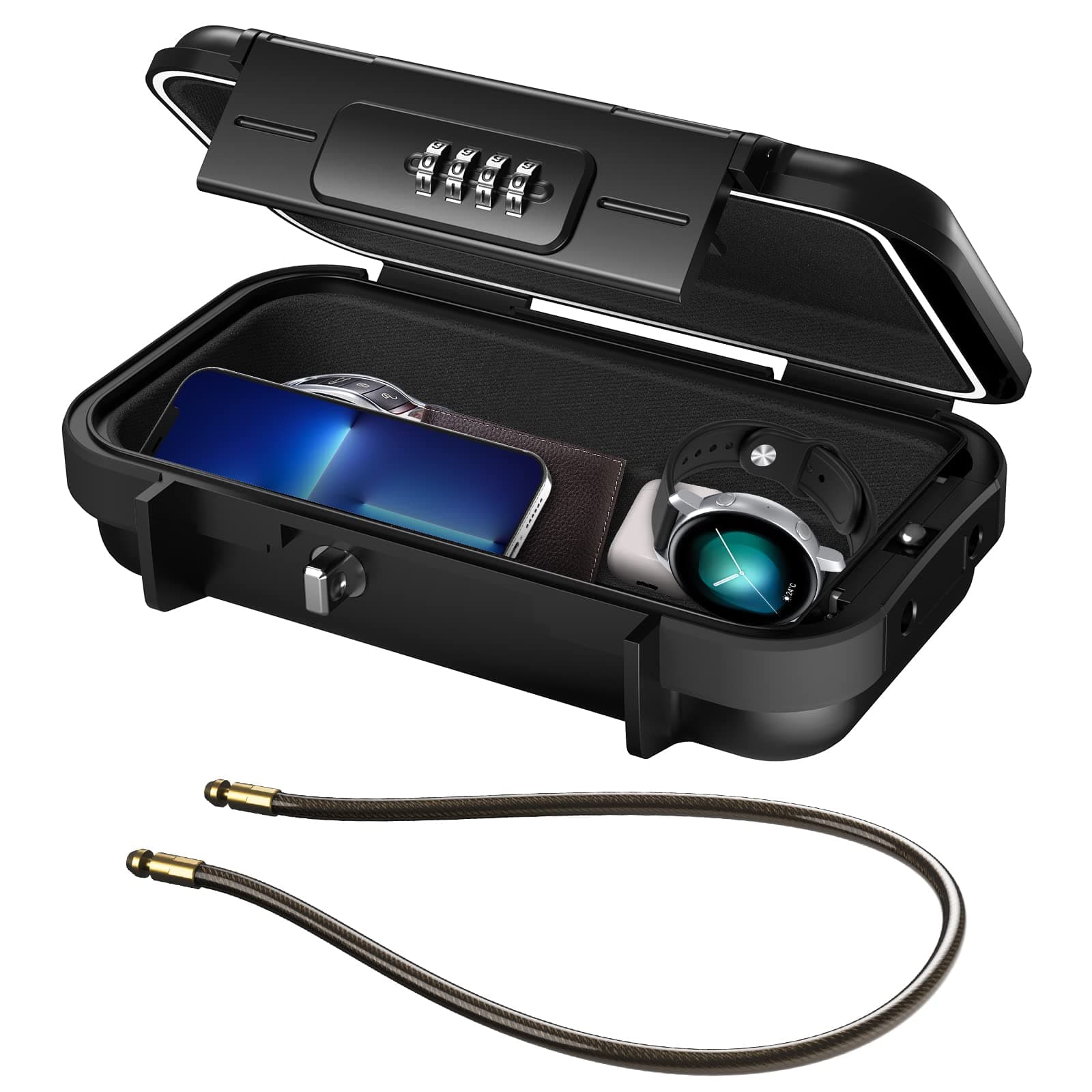 ORIA Portable Security Case, Portable Safe Box, Combination Key Lock Box Security Case, Smartphones, Passports, Credit Cards Safe for Car, Home, Travel