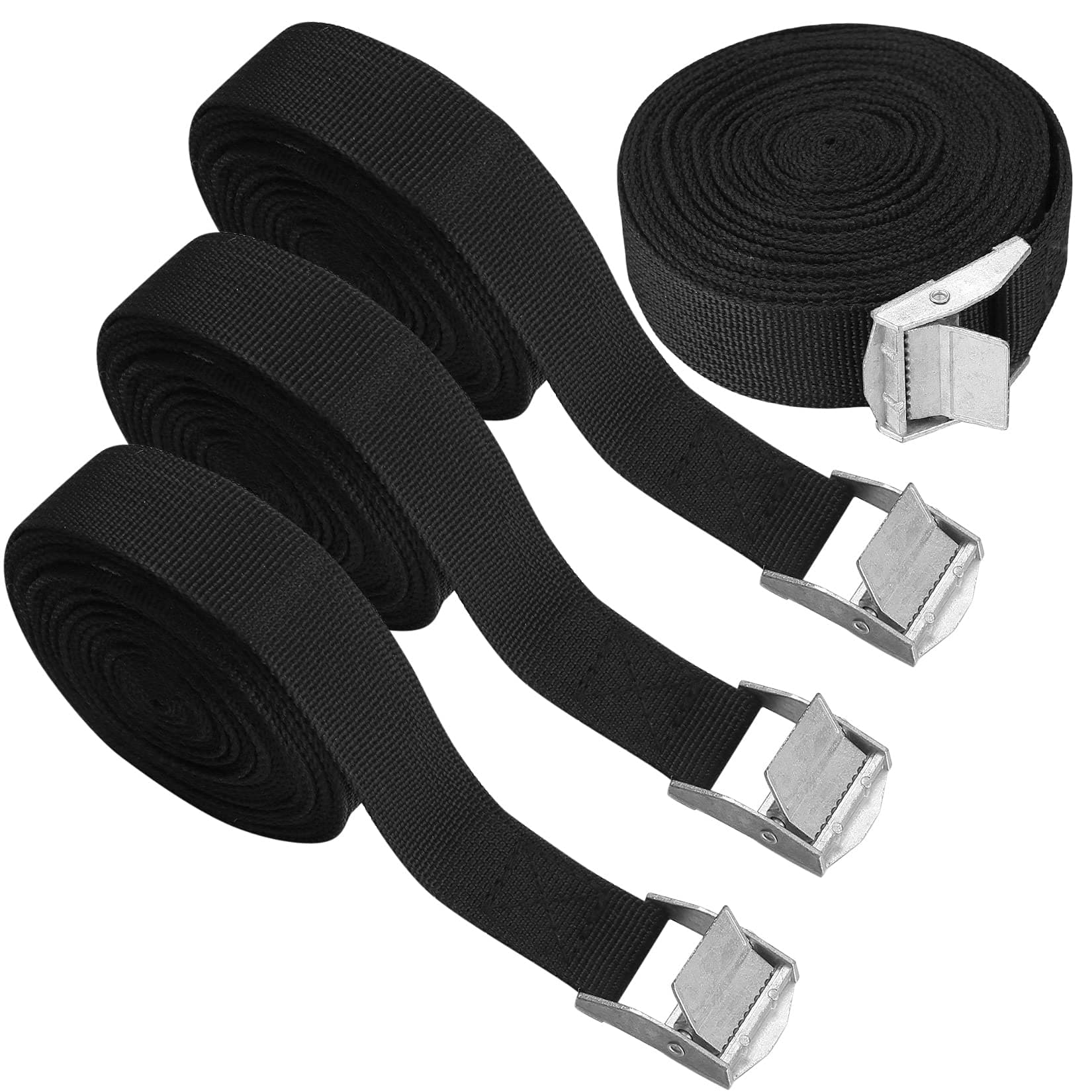 4 Pcs Ratchet Tie Down Straps, 5m x 25mm Adjustable Lashing Straps, Tension Belt Retaining Cargo Straps Heavy Duty with Quick Release Cam Buckle for Vans, Motorcycle, Trucks, Trailer, Luggage