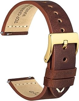 WOCCI Antique Watch Strap, Top Grain Leather, French Wax Thread, Quick Release, Stainless Steel Buckle, Replacement Straps for Men, Band Width 17 mm, 18 mm, 19 mm, 20 mm, 21 mm, 22 mm, 24 mm
