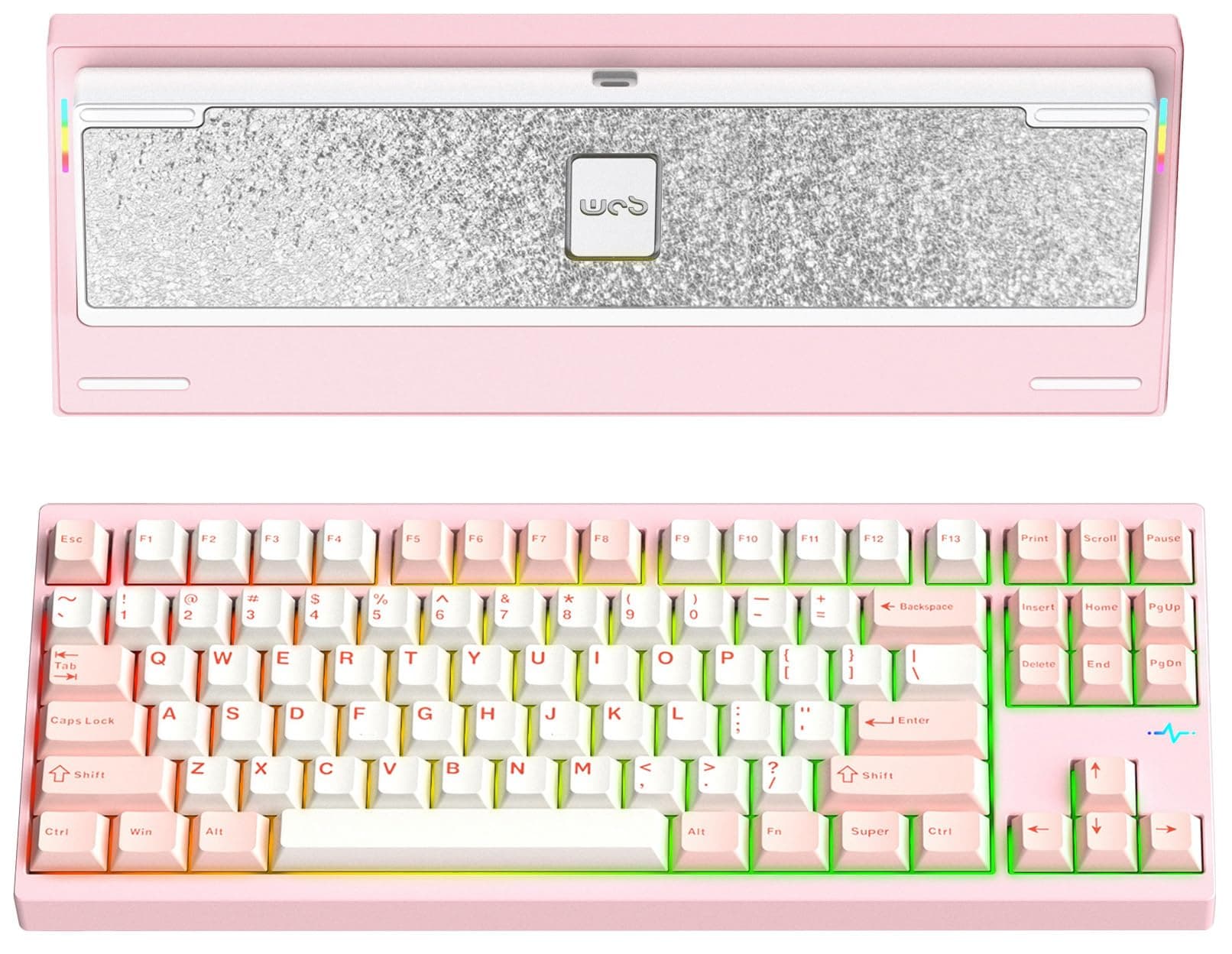 KEEBMONKEY WOBKEY Crush 80 Reboot CNC Aluminum 5-Second Quick-Release Triple-Mode Connectivity Mechanical Keyboard with Superior Acoustics (Pro Pink)
