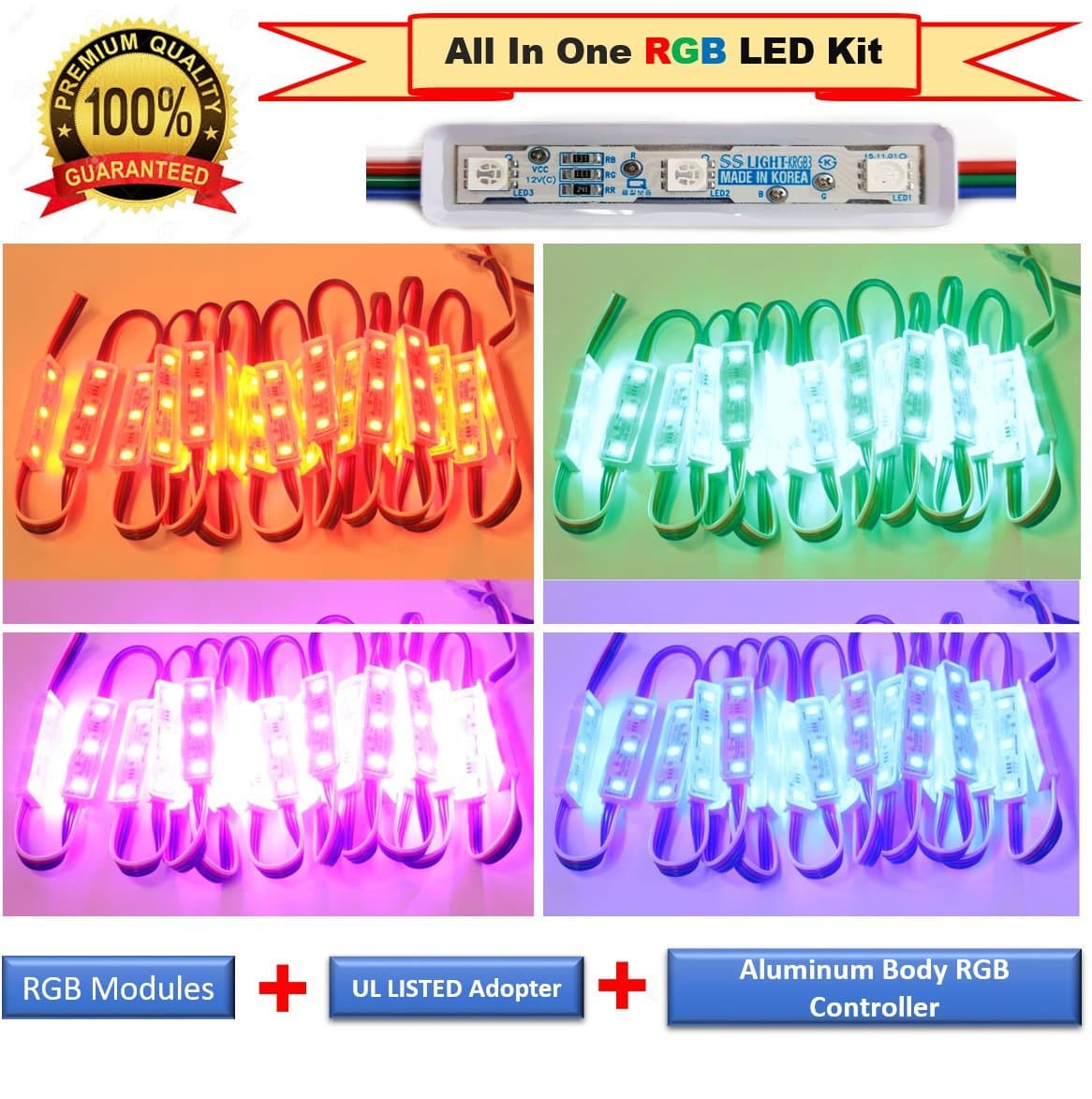 Storefront All in One Pre Installed LED Light Kit Plug n Play Light (Multi-colored 25ft)