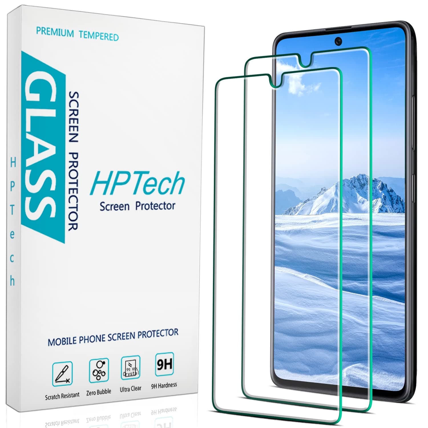 HPTech [2 Pack] Screen Protector for Samsung Galaxy A71 (4G/5G) / A72 (4G/5G) / A73 (5G) Tempered Glass, Anti Scratch, Case Friendly