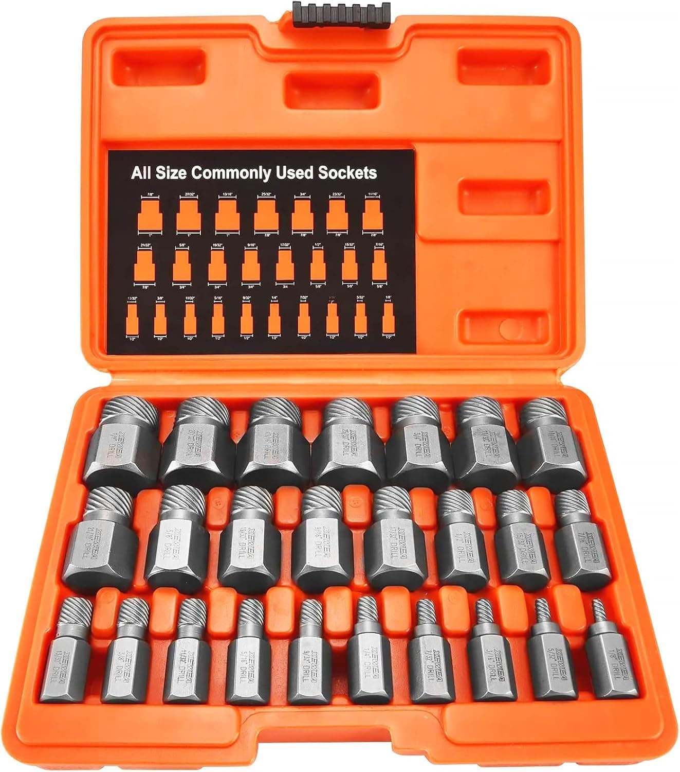25Pcs Screw Extractor Set Hex Head Multi-Spline Easy Out Bolt Extractor Set, Chrome Molybdenum Alloy Steel Heavy Duty Metric EZ Out Rounded Screw Remover