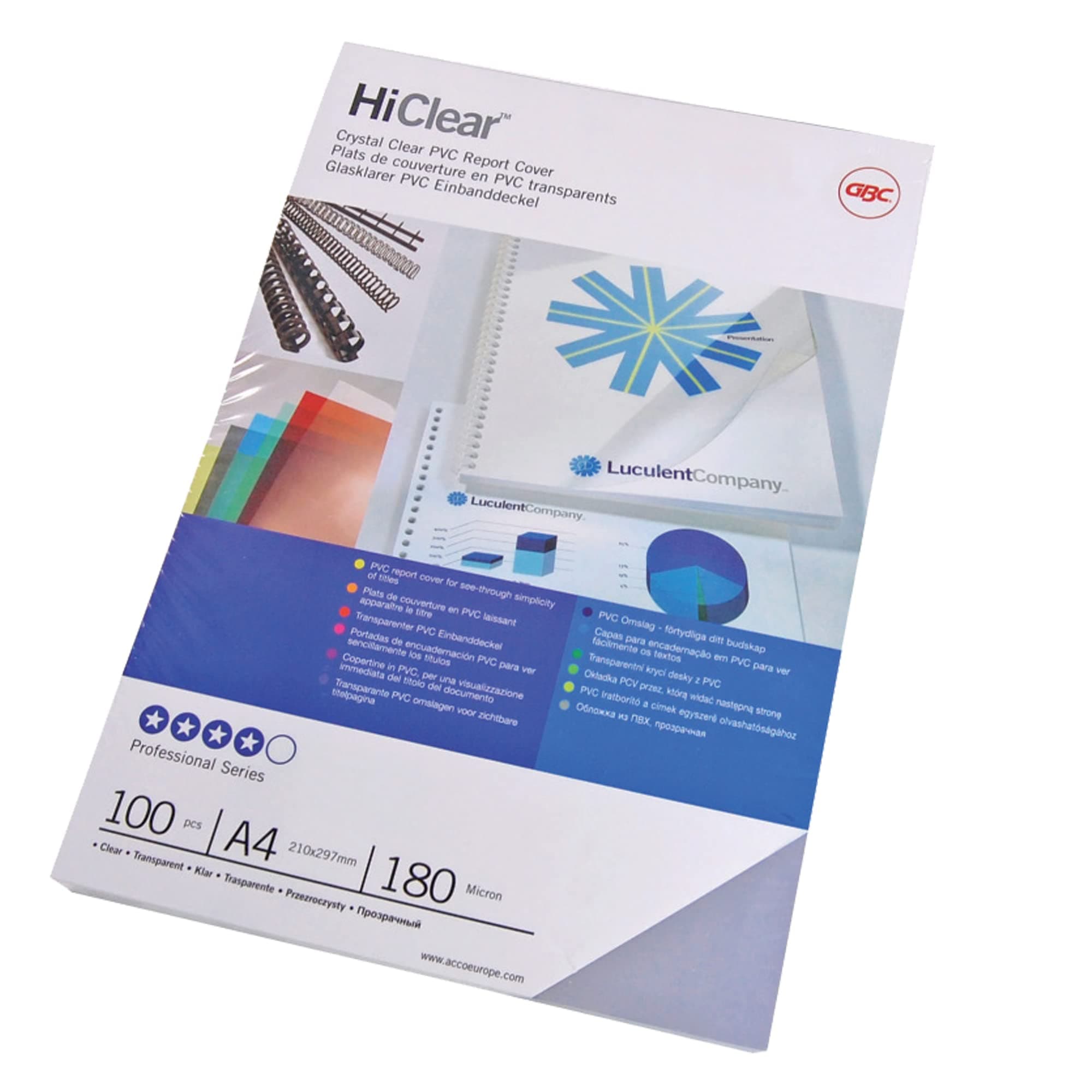 HiClear Binding Covers, A4, Clear, 200 Micron, Pack of 100, CE012080E