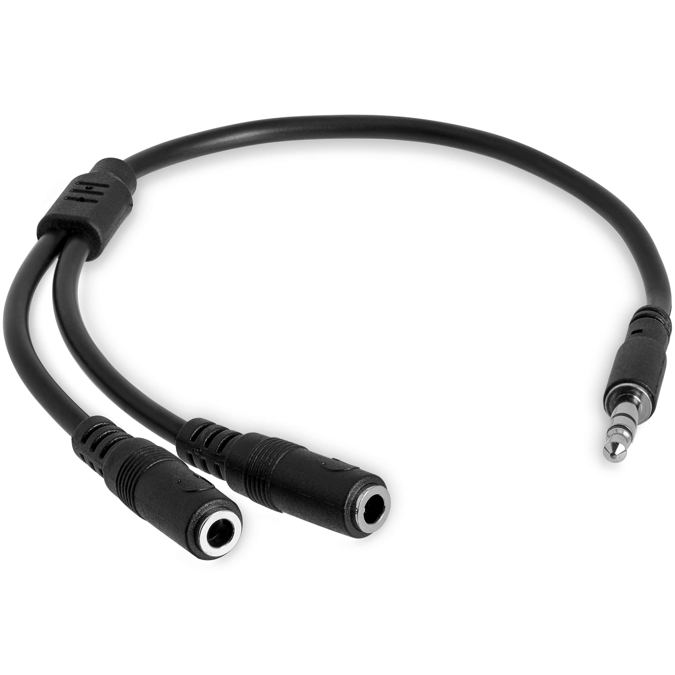 3.5mm Audio Extension Cable - Slim Audio Splitter Y Cable and Headphone Extender - Male to 2x Female AUX Cable (MUY1MFFS)