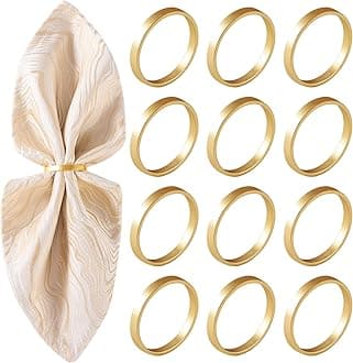 Gold Napkin Rings Set of 12- Roundness Metal Gold Napkin Holder, Fall Thanksgiving Christmas Napkin Rings for Table Decorations, Wedding, Banquet, Valentines Easter