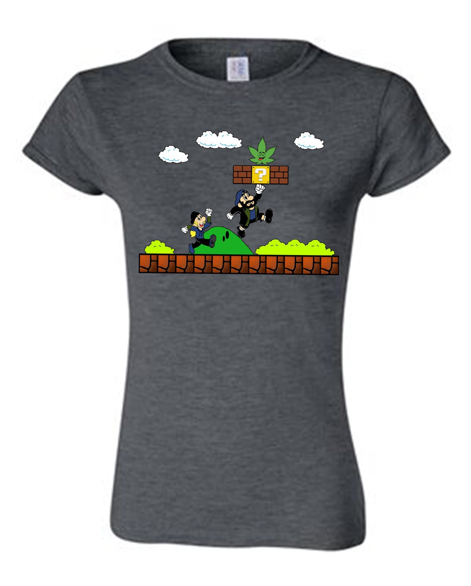 Adorkable Tees Jay and Silent Bob strikes back in Super Mario Land Women's T-Shirt Small Dark Heather Gray