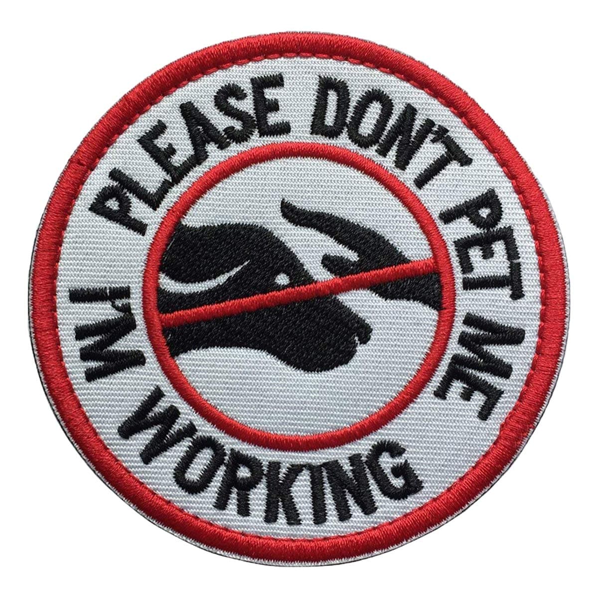 Patch Service Dog Working Do Not Touch Military Tactical Morale Badge Hook & Loop Patch Please Do Not Pet Me I'M Working Service Dog Embroidered Patch-3.15" Diameter Round (ServiceDog-Red/White/Black)