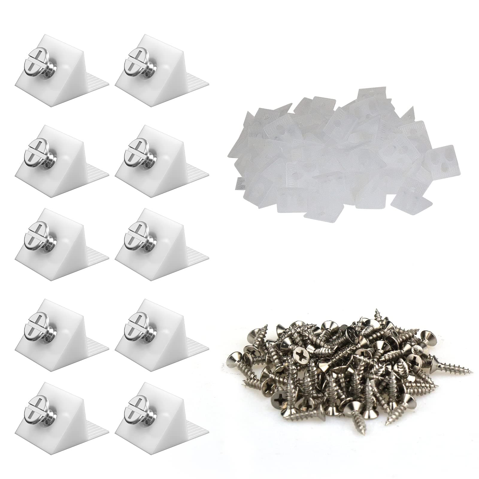 Drawer Wedges with Screws, 100 Pack Drawer Bottom Support Brackets Mending Wedges Plastic 15x13mm with 304 Stainless Steel Screws Repair Kit UIInosoo for Furniture Sagging Drawer