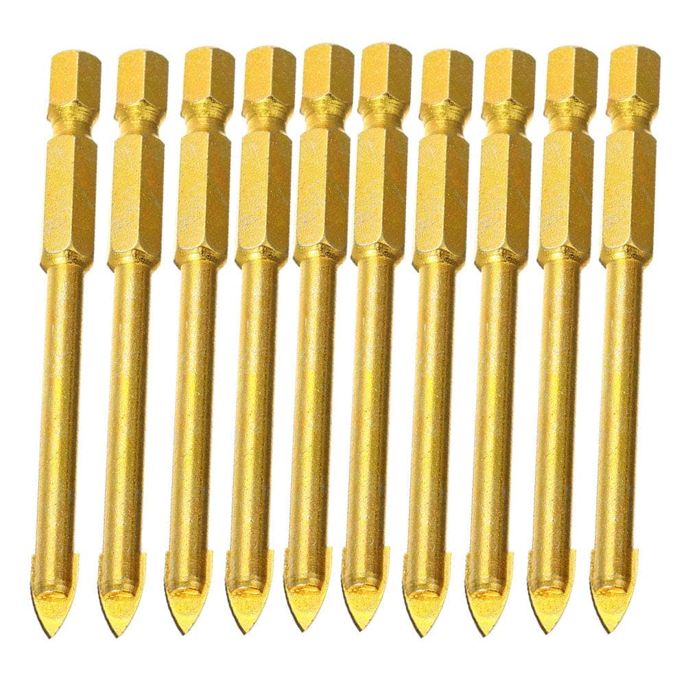 Funitric 10Pcs 5mm Tungsten Tile Drill Bit Set Carbide Drill Bit Glass Ceramic Flat Spear Head Drill Bit