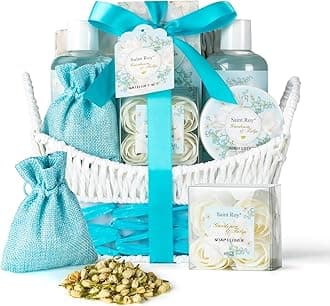 Valentines Day Gifts for Women, Spa Gift Baskets for Ladies 8pcs Gardenia Tulip Bath Gift Sets with Body Lotion, Spa Gifts for Mother Luxury Spa Gift Basket for Women, Relaxing Spa Birthday Gift