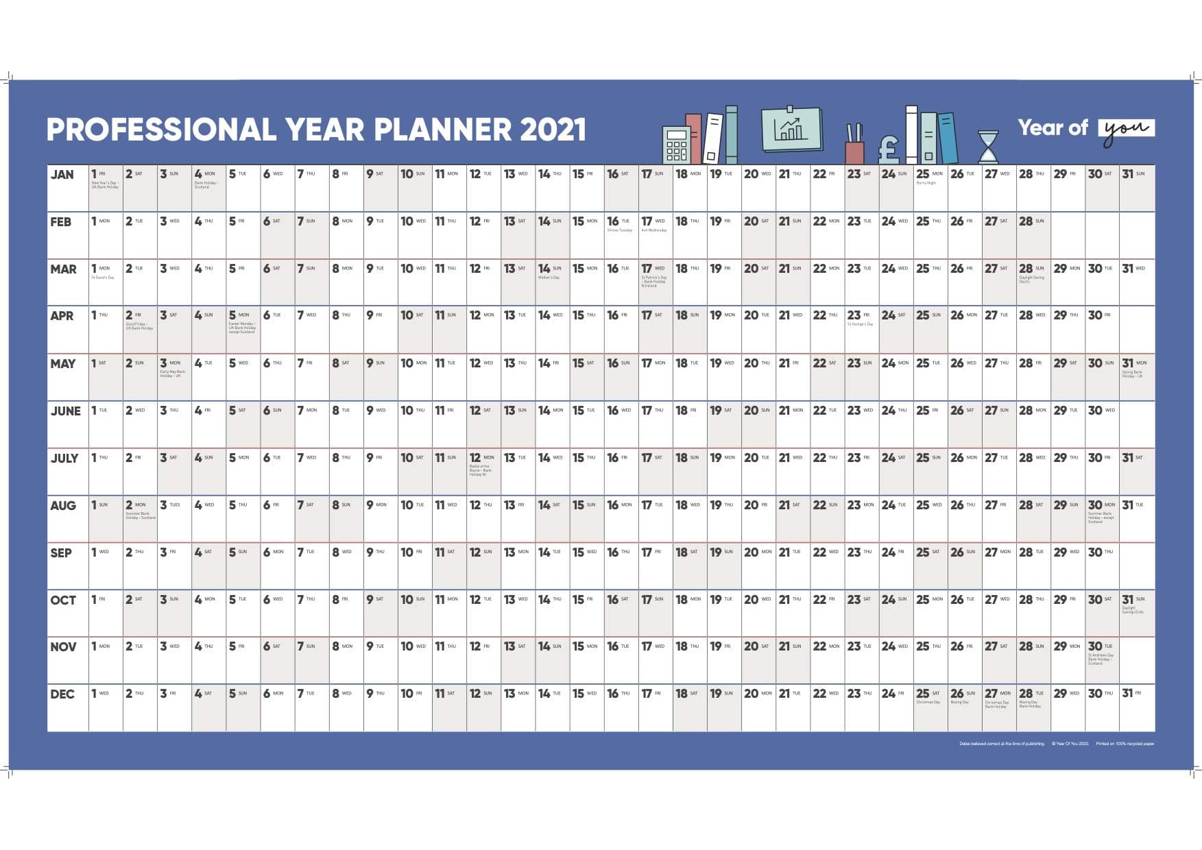 Professional Year Planner 2021 (Extra Large)