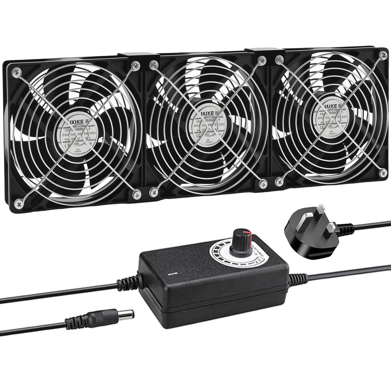 Joycabin 3 x 120mm Computer Fan, Computer Cooling Fan with AC Plug 220V PC Fan DC 4V 5V 12V Adjustable Speed Brushless Cooling Fans for PC, Computer, Server Cabinet, TV Box, AV Cabinet, Router