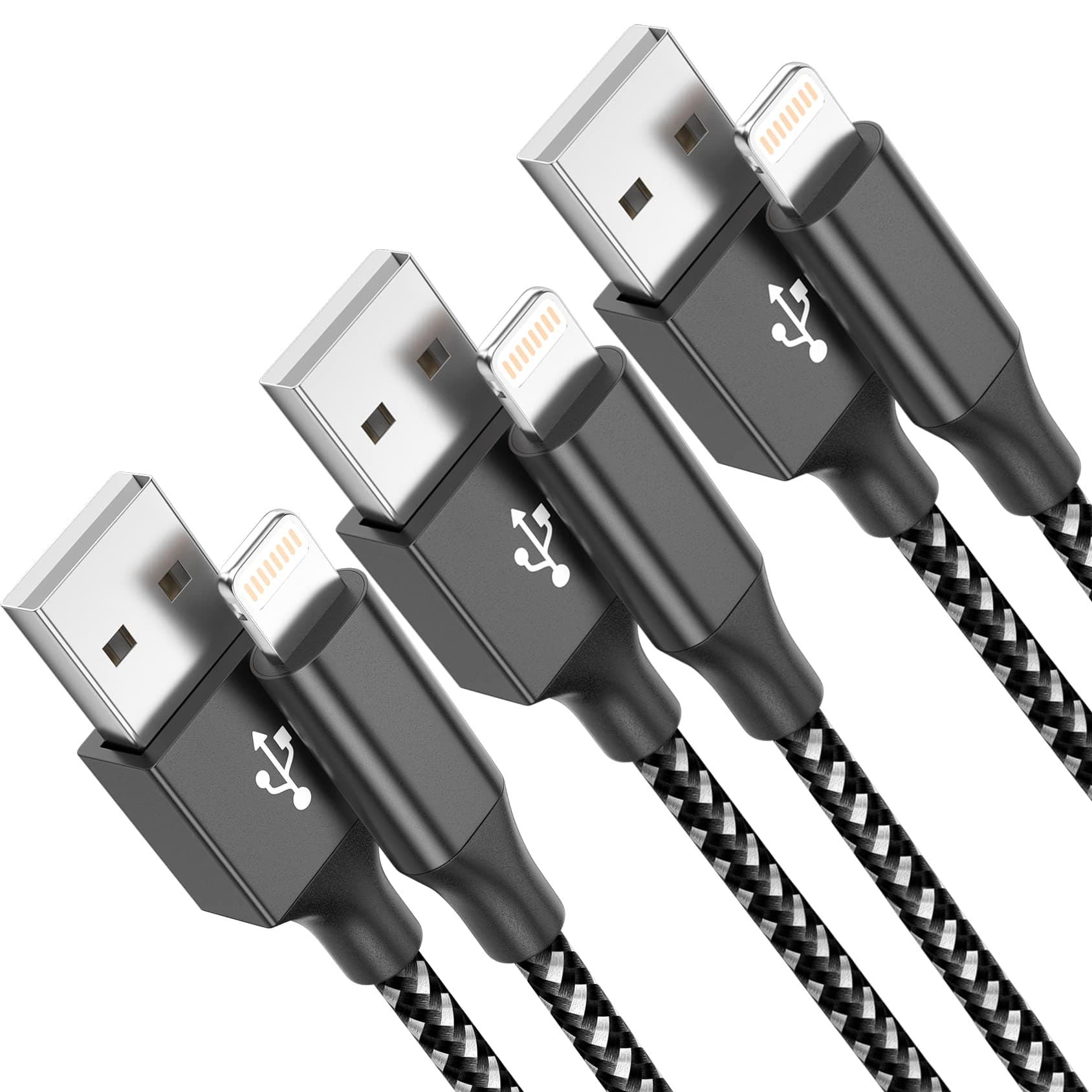 [Apple MFi Certified] 3Pack 10FT Nylon Braided Lightning Cable Fast Charging Cord Compatible with iPhone 13 12 11 Pro Max XR XS X 8 7 6 Plus SE and More