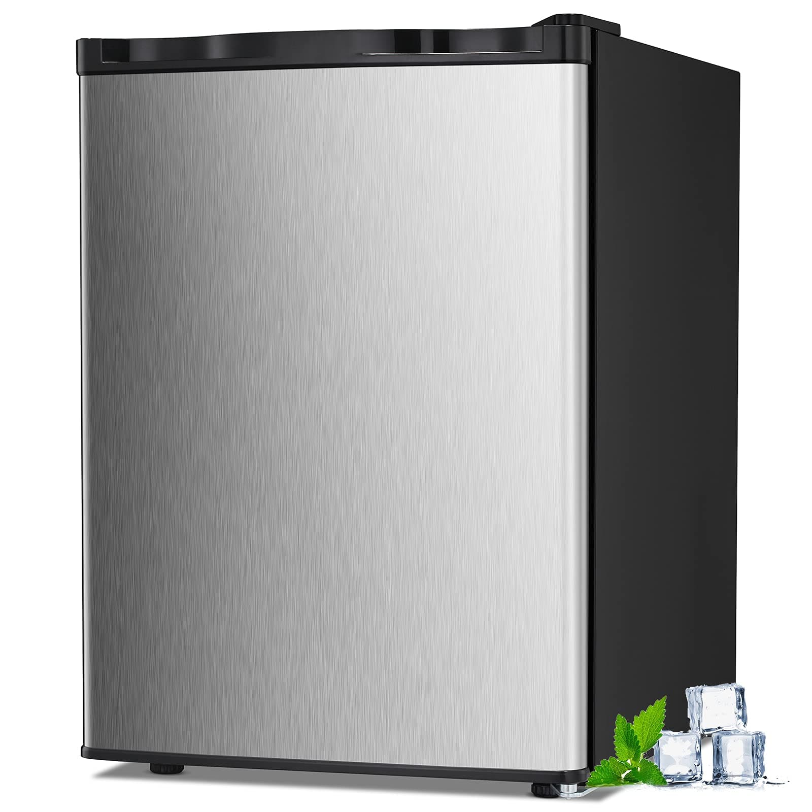 2.1 Cu.ft Small Upright Freezer, Compact Mini Freezer with Removable Shelves, Adjustable Thermostat, Reversible Door Hinge, Quiet for Home/Office/Kitchen/Dorm, Silver