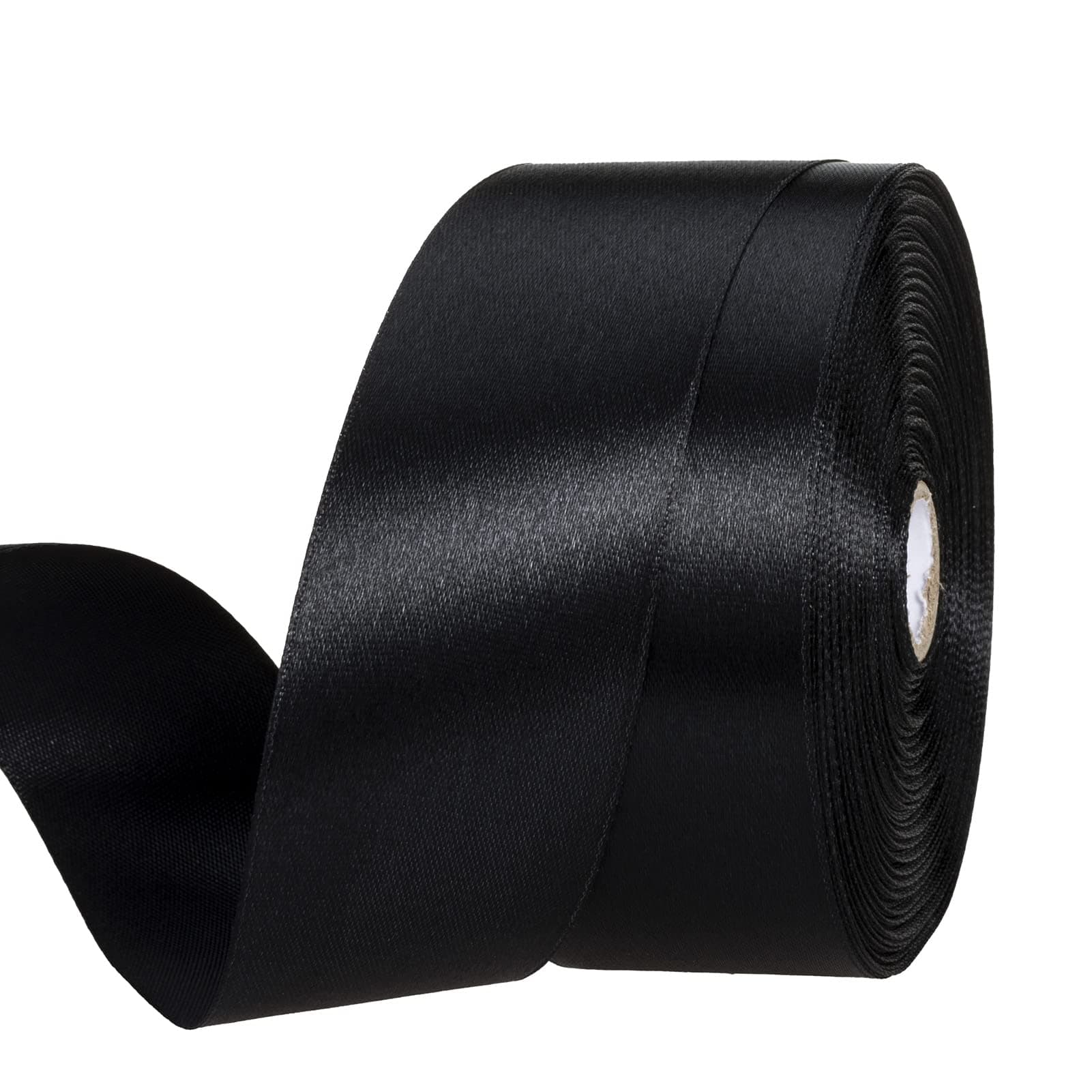 1 1/2 Inch Black Solid Satin Ribbon, 50 Yards Craft Fabric Ribbon for Gift Wrapping Floral Bouquets Wedding Party Decoration