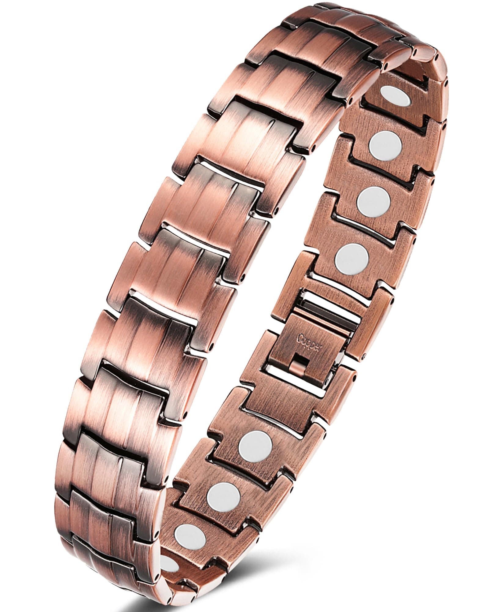 Jeracol Copper Bracelet for Men,Solid Copper Bracelets with Strong Magnets,Adjustable Wristband with Remove Tool & Jewellry Gift Box