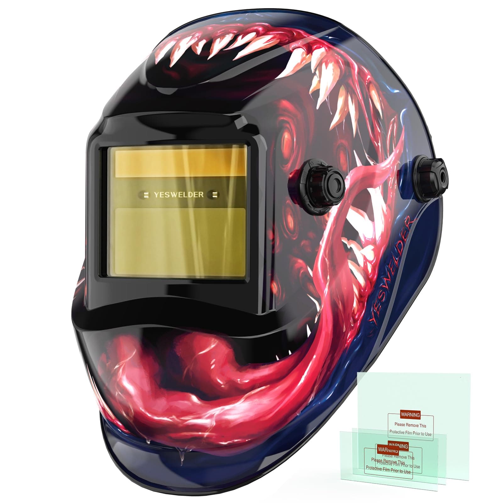 Auto Darkening Welding Helmet, Blue Light Blocking, 1/1/1/1 True Color Solar Powered Welding Hood with 2 Arc Sensors, Wide Shade 3.5/9-13 Welder Mask for TIG MIG ARC and Grind