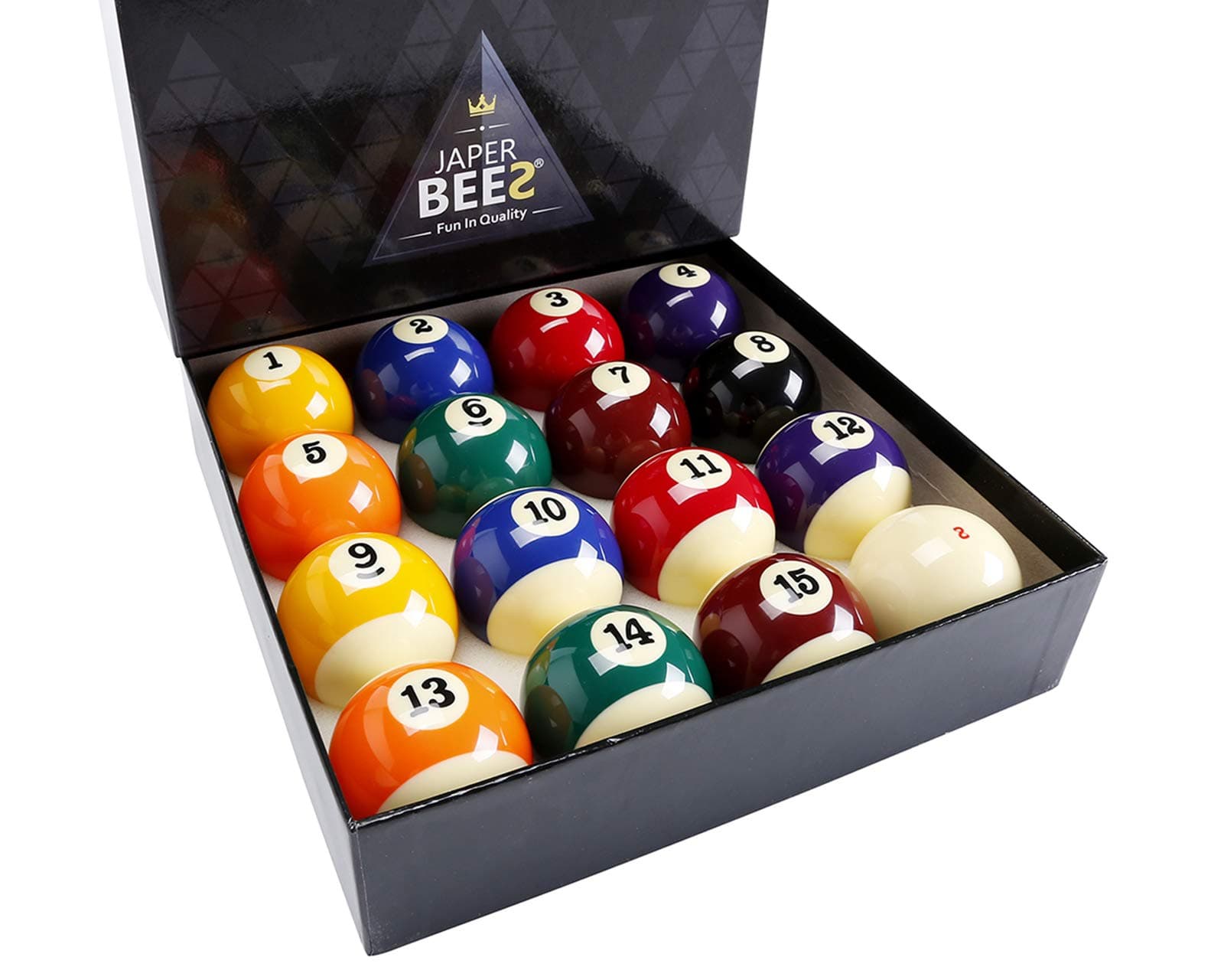 JAPER BEES Billiard Ball/Pool Ball Set Complete 16balls 2-1/4" Regulation Size&Weight Resin Ball