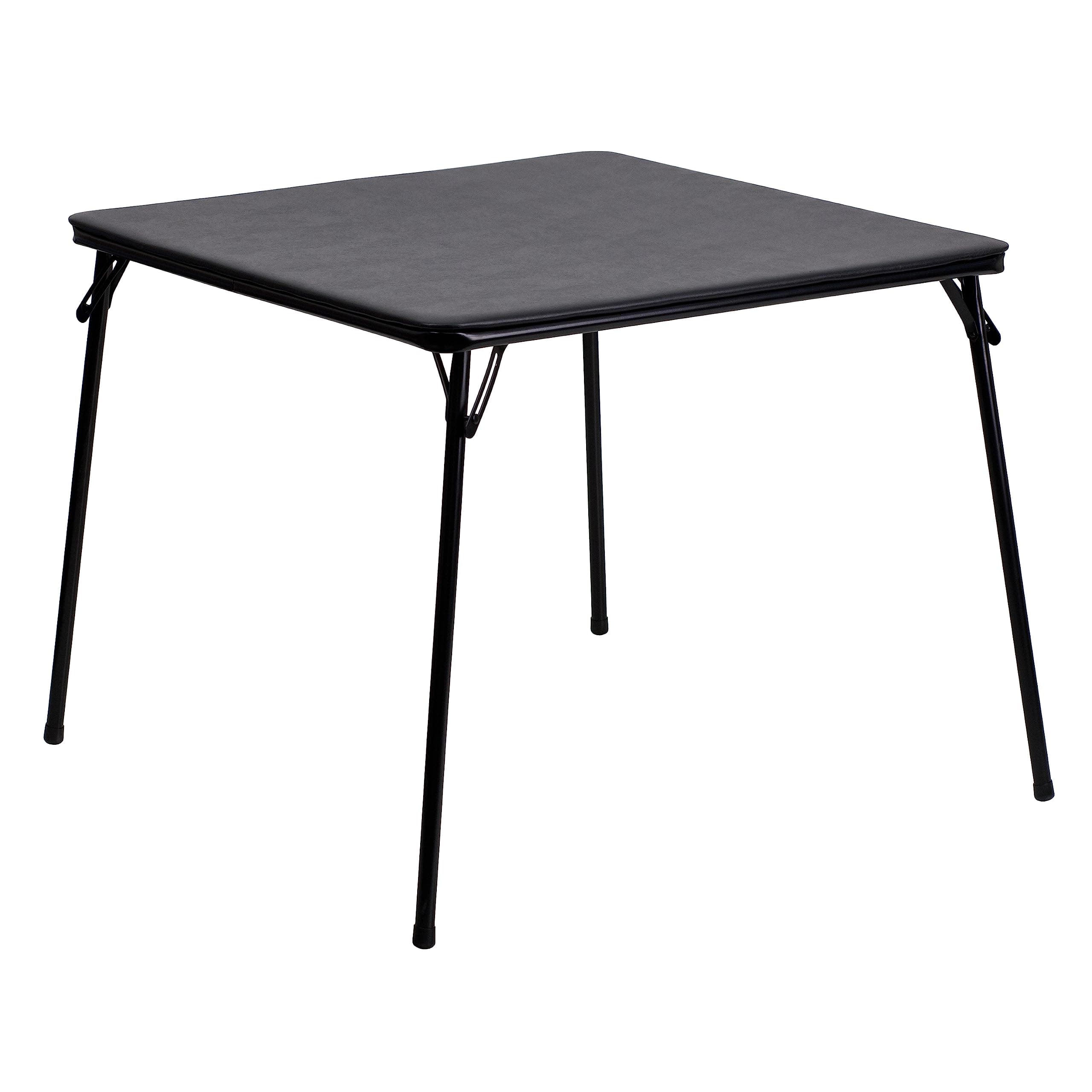 Madelyn 33.5" Square Folding Multipurpose Card Table with Padded Vinyl Top, Portable Folding Game Table for 4 Players, Black