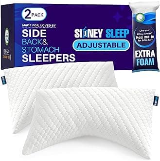 Sidney Sleep Queen Size 2 Pack Bed Pillow for Side and Back Sleepers - Adustable Loft