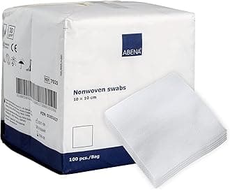 ABENA Gauze Pads, 100 Individually Packed Gauze Dressings for Wounds, 10x10cm Soft Absorbent Non Woven Swabs for Injury Dressing, Non-Adhesive Dressings for Wounds