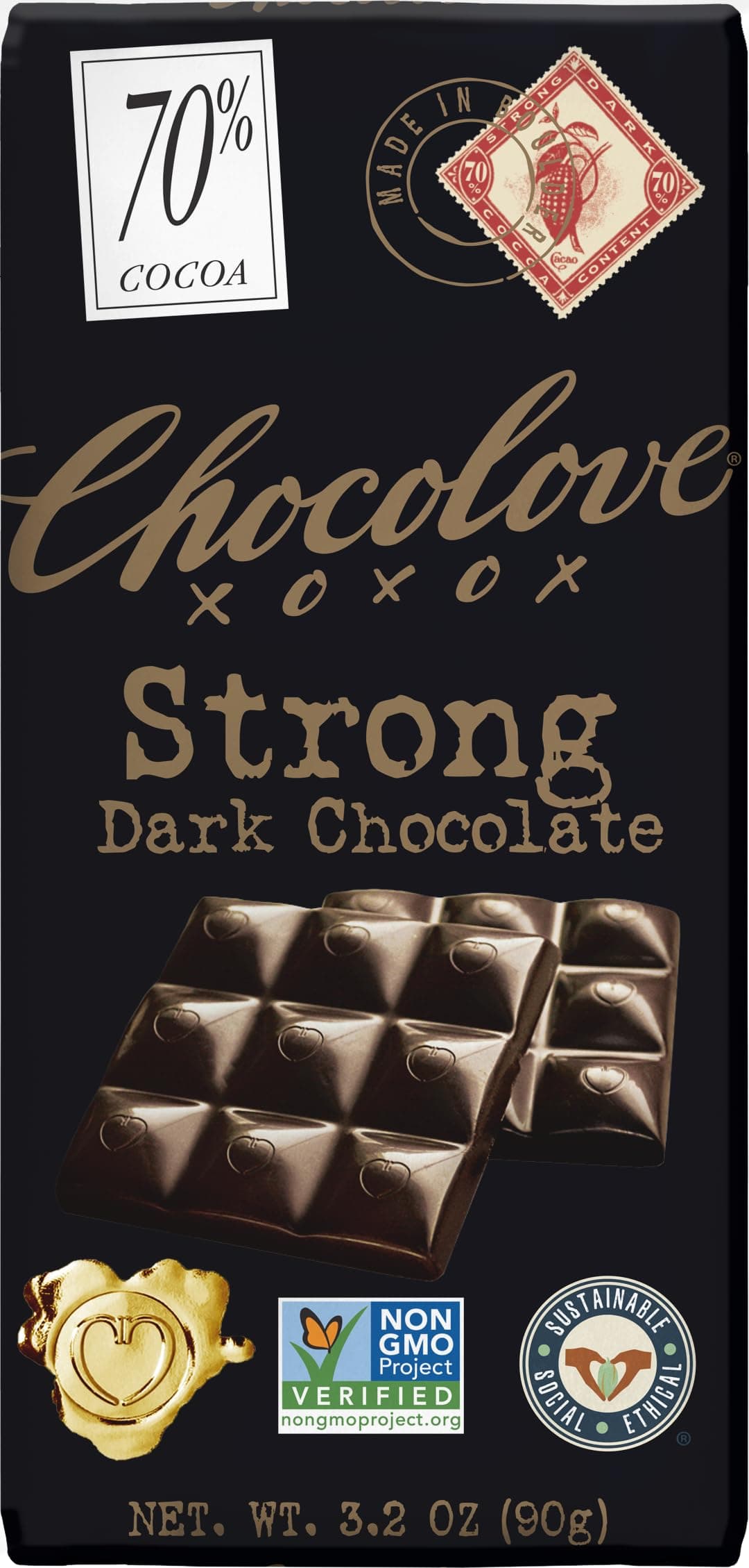 Bar Chocolate Dark Strong 70%, 3.2 Ounce
