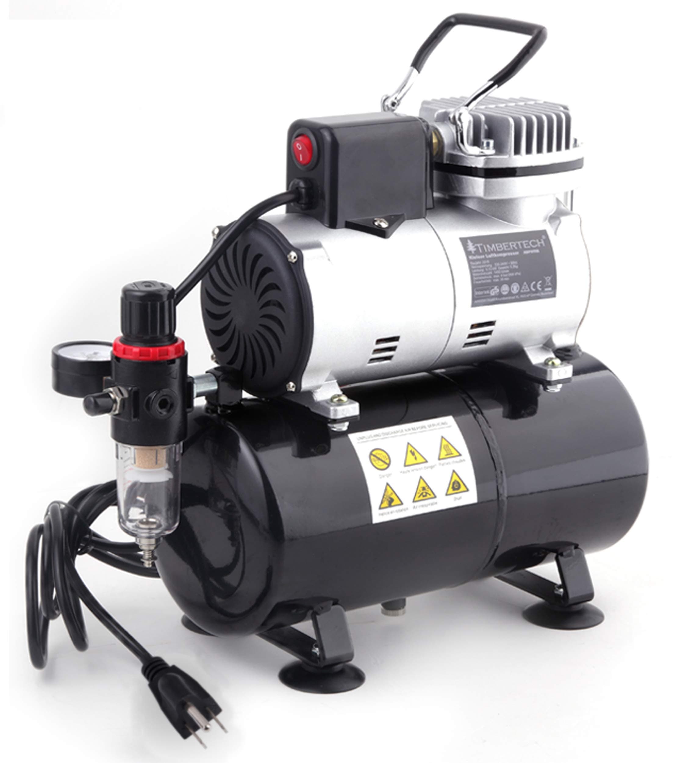 Professional Upgraded Piston Airbrush Compressor with Motor Cool Down Fan ABPST08, Mix 57PSI, Quiet Airbrush Compressor with Tank for Airbrush Paint, Nails, Tattoo, Makeup, Cake Painting