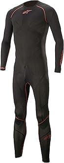 Ride Tech Lite 1-Piece Undersuit, Motorcycle Underwear for Men and Women, Functional Underwear, Breathable, Durable, Black/Red, XL-XXL