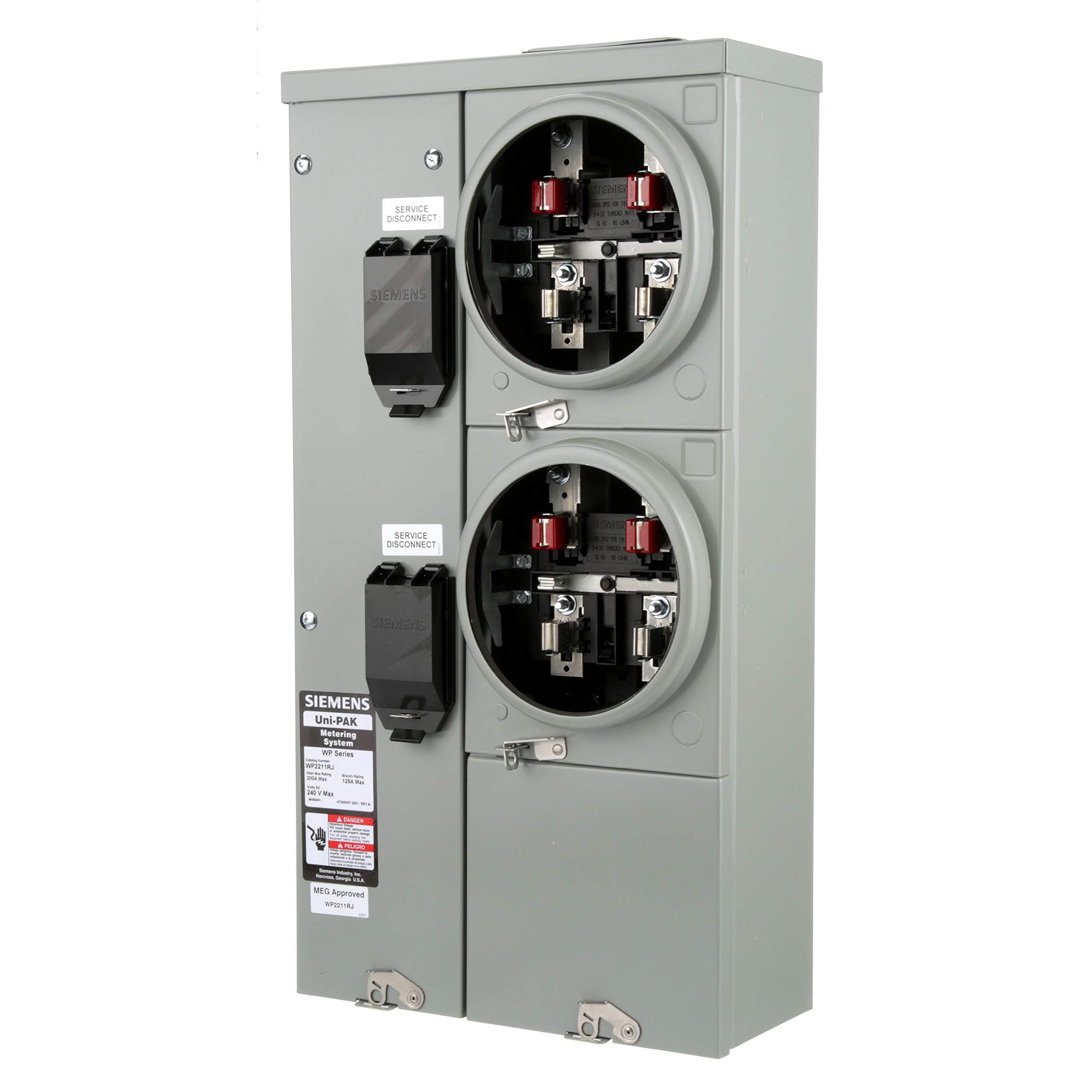 200A, 5 Jaw, 125A per Position,2 Position, Ringless Cover,