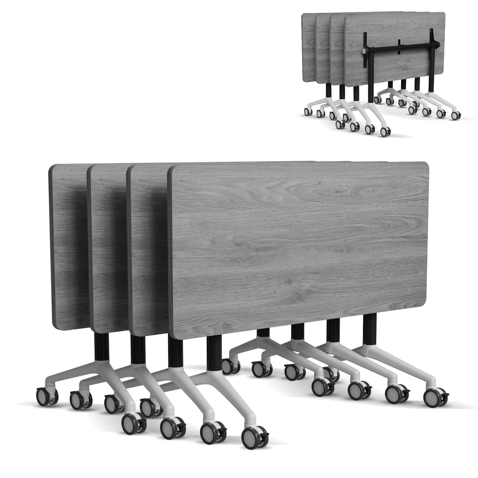 6-8 Person Conference Table Folding Conference Table for Office,Training, Seminar,Schools Modern Wood Conference Meeting Room Table Large Rectangular Conference Room Tables (4, Grey, 71in)