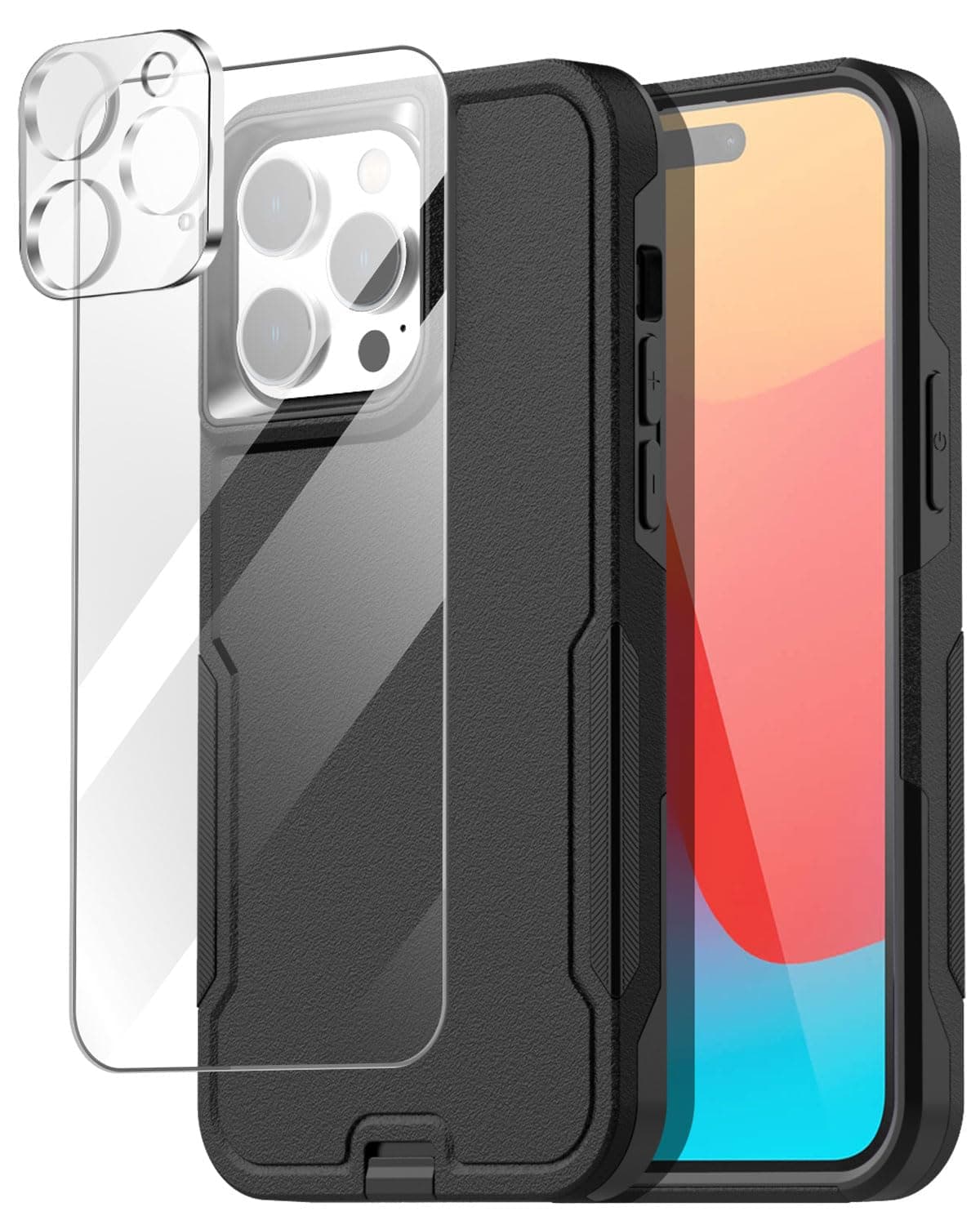 AICase for iPhone 15 Pro Max Case with Glass Screen Protector+Camera Lens,Heavy Duty Drop Protection Full Body Rugged Shockproof Military Protective Tough Durable Cover for iPhone 15 Pro Max 6.7"_1