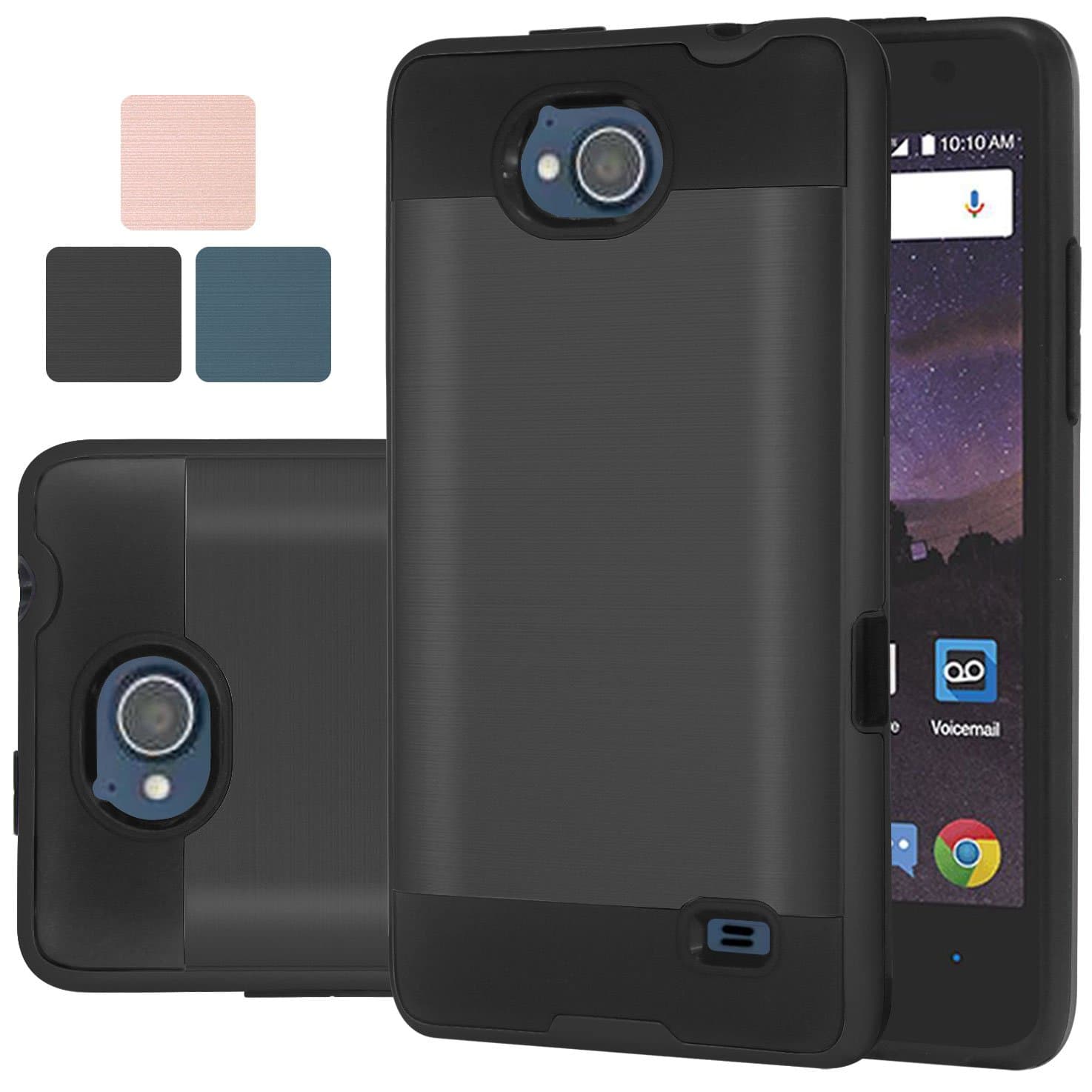 Harryshell ZTE Majesty Pro Case, ZTE Tempo Case, Shock Absorption Drop Protection Hybrid Dual Layer Armor Defender Protective Case Cover for ZTE Majesty Pro Plus / Z799VL / Z899VL / Z798BL (Black)