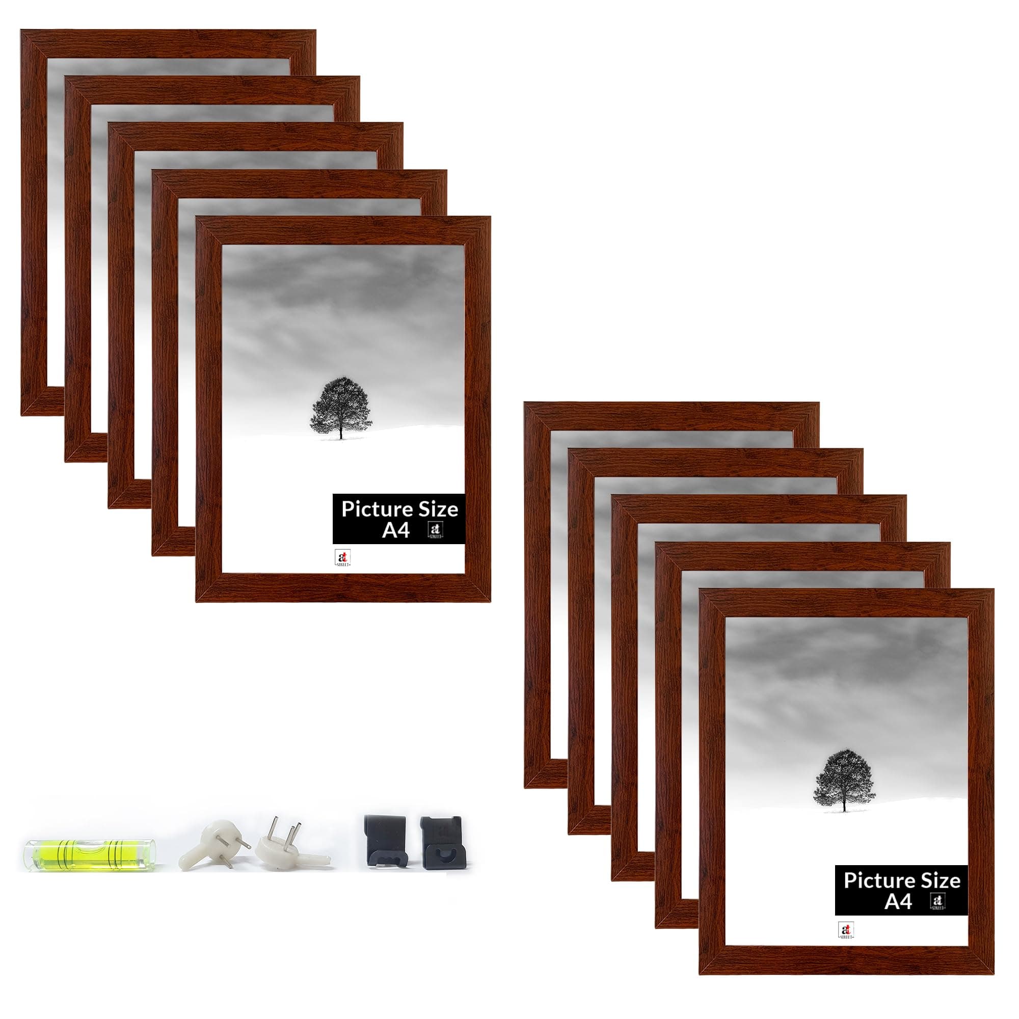 Art Street A4 Size Certificate, Document Photo frames Set Of 10 For Home Decoration, Living Room, Office Decoration (Brown, Size: 8" x 12")