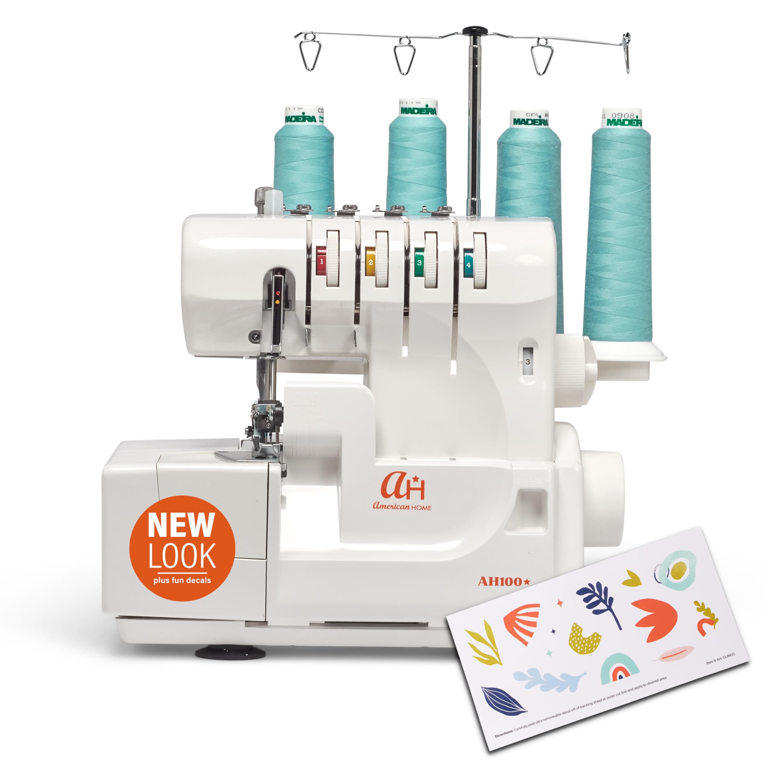 Serger Sewing Machine by American Home, Portable Stitching Machine Easy to Follow 4/3/2 Serger Thread with Differential Feed for Hemming and Sewing, Includes Sewing Accessory Kit, AH100