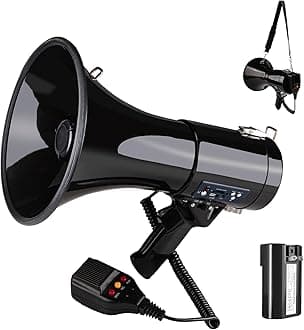 50 Watt Megaphone Bullhorn with Detachable Microphone, 240s Recording and Siren - Perfect for Indoor/Outdoor Sporting Events and Crowd Control