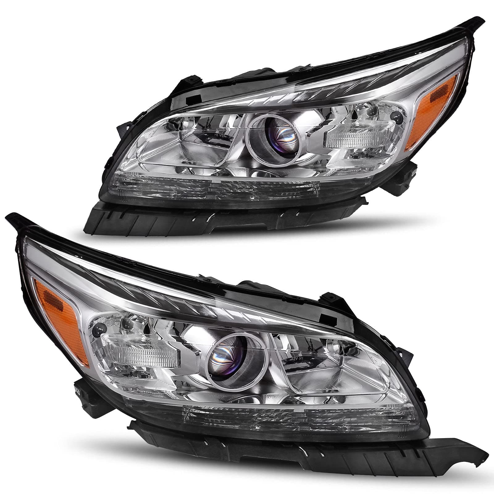 DWVO Headlights Assembly Compatible with 13-15 2013-2015 Chevy Malibu Headlamp Replacement Pair Driver and Passenger Side (Only for Halogen Headlight)