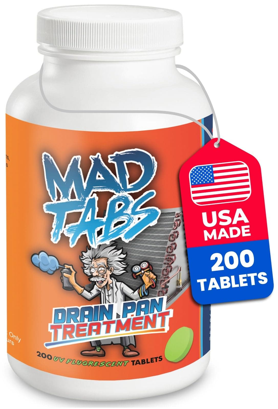 Flow AC Drain Line Cleaner Tool - 200pcs / 12-24 months Supply - Clean HVAC Drain Pan, Prevents Odors - Overflow - Unclogger - Condensate - Air Conditioner Cooler Tablets, USA Made