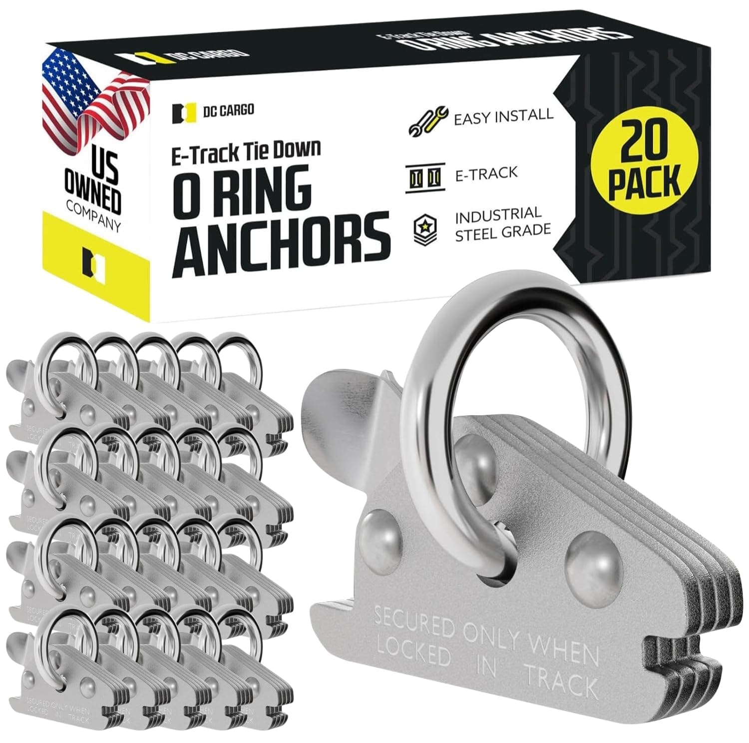 Extra Heavy Duty Steel O-Ring (Pack of 20) 6000Lbs Break Strength - E Track Accessories Tie-Down Anchors for E-Track Tie-Down System