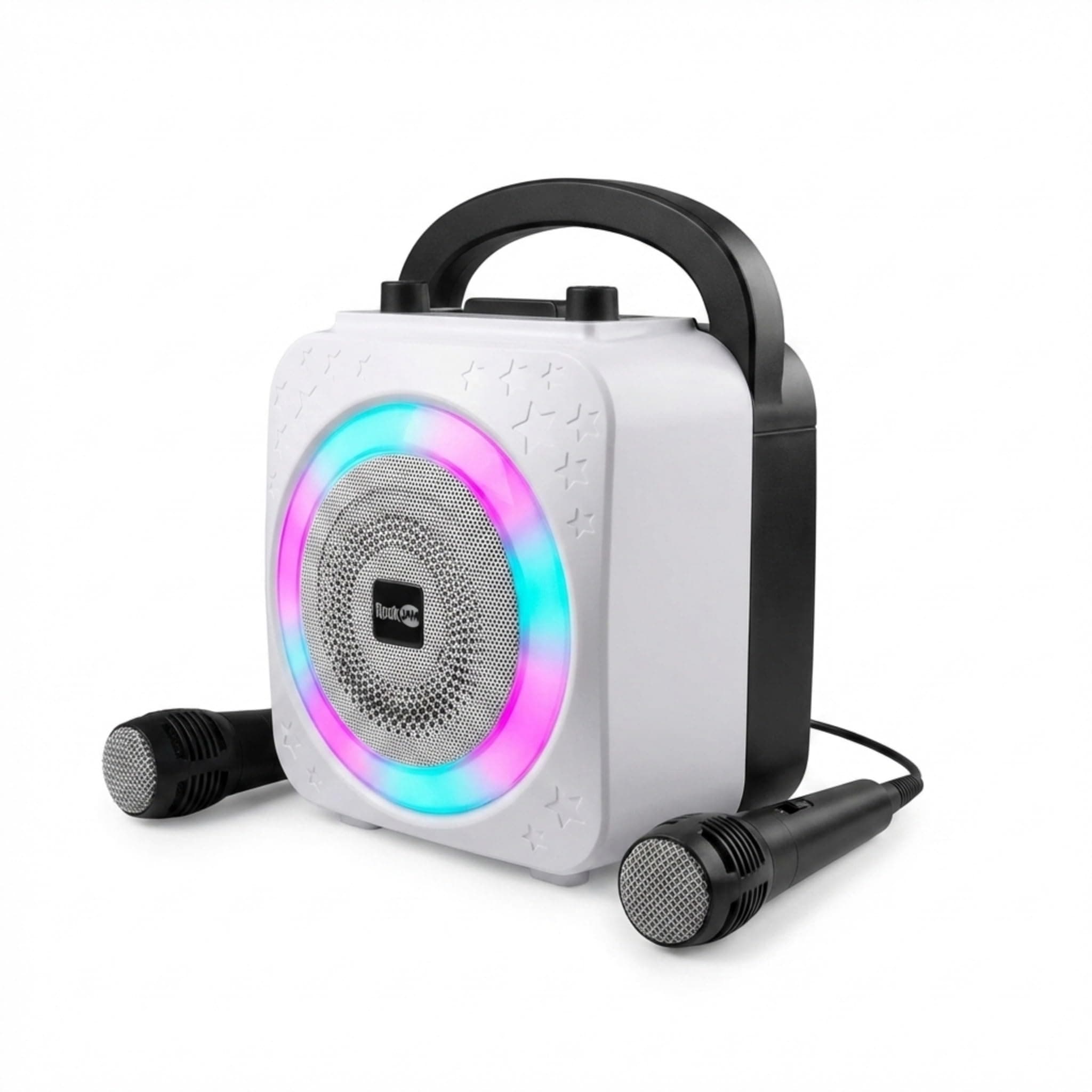 10-Watt Rechargeable Bluetooth Karaoke Machine with Two Mics, Lightshow & Voice Effects