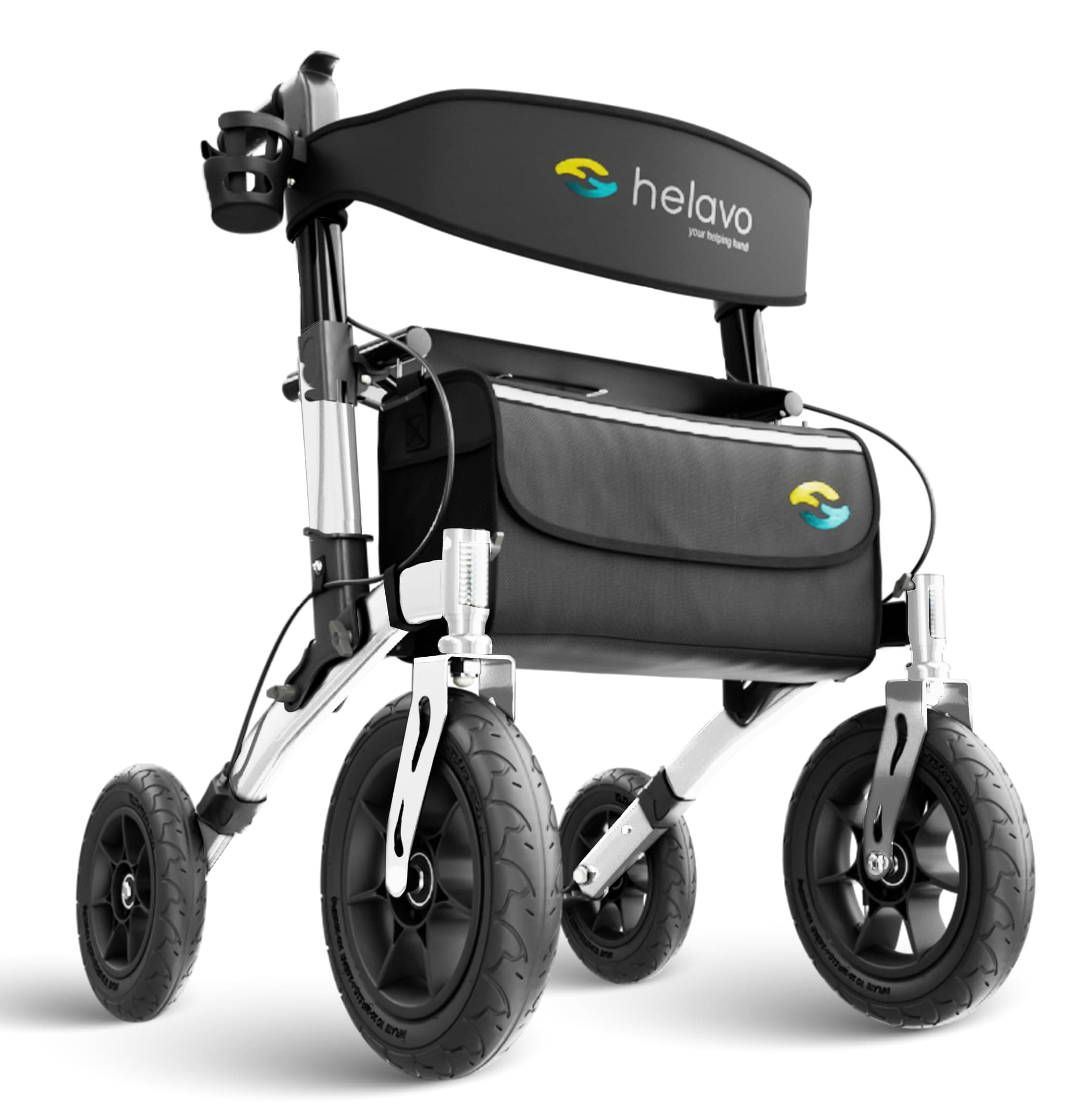 All Terrain Walker with Puncture-Proof, Flat-Free Solid Rubber Tires - Foldable Outdoor Walker for Seniors with Seat - Best Comfort on All Surfaces