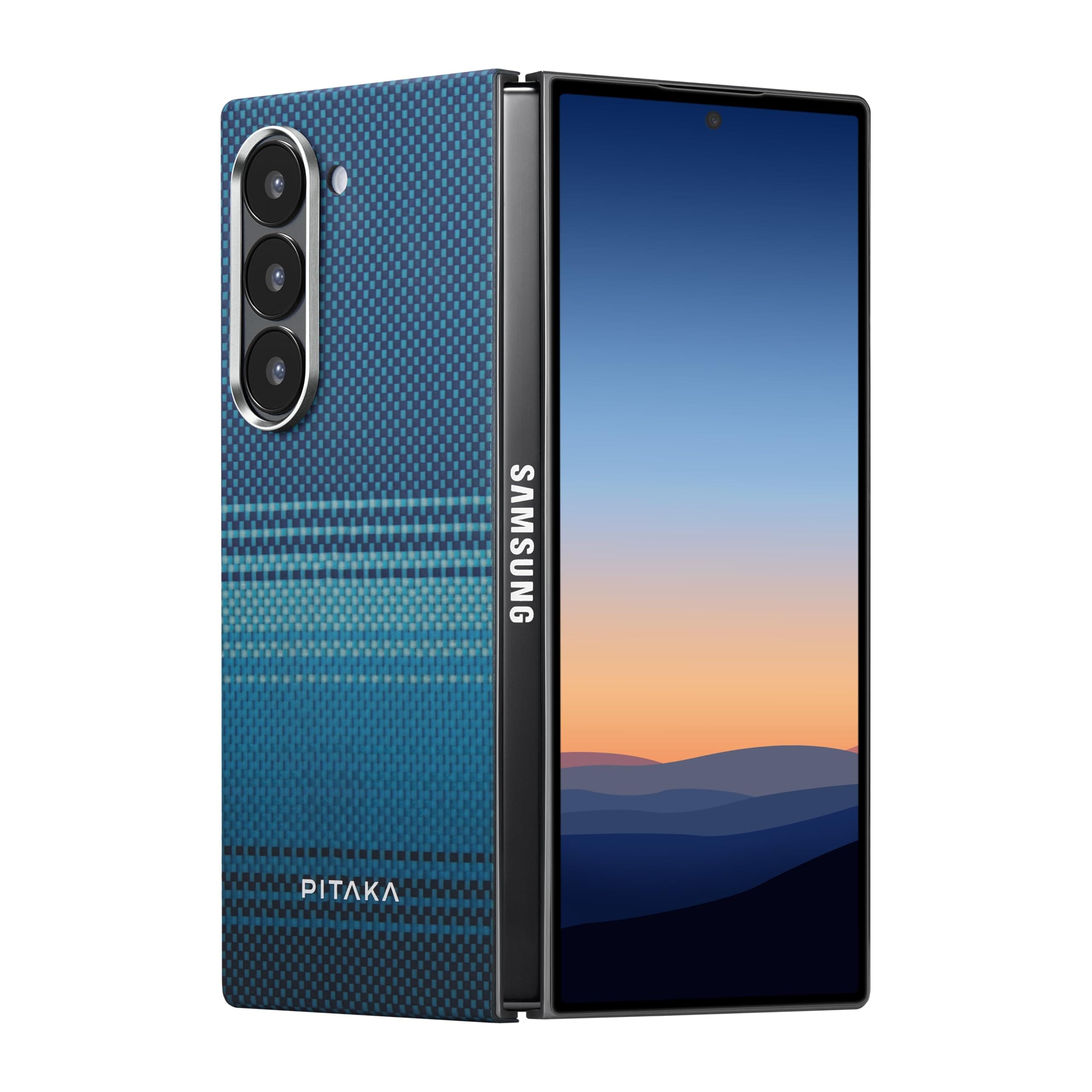 pitaka for Z Fold 6 Case, Slim & Light Magnetic Galaxy Z Fold 6 Case with a Case-Less Touch Feeling, 1500D Aramid Fiber Made [MagEZ Case 5 - Moonrise]