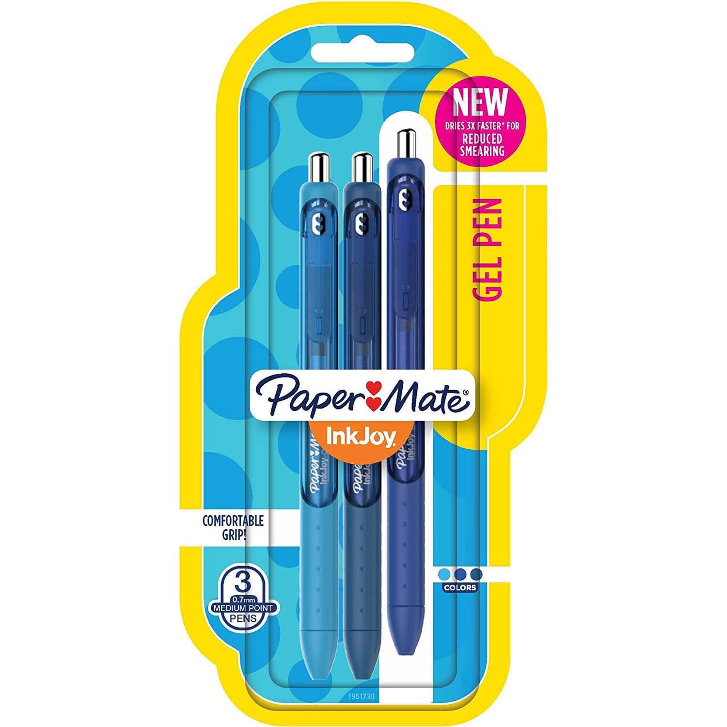 Paper MateInkJoy Retractable Gel Pens Medium Point, 0.7mm, Assorted Blue, 3 Pack