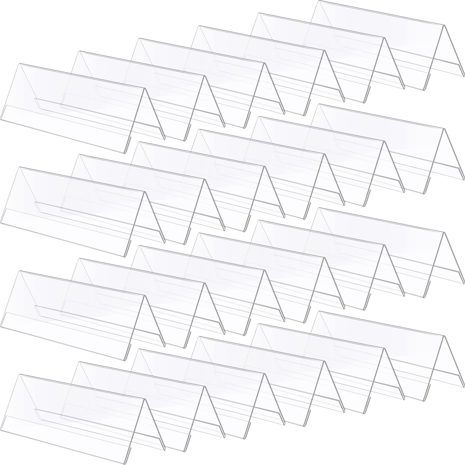 Yulejo 24 Pack Clear Plastic Name Plates for Desk 8.5 x 3 Acrylic Wall Plate Holder Sign Frame Table Display Blank Nameplate Office Business Conference Meetingroom Student School Classroom