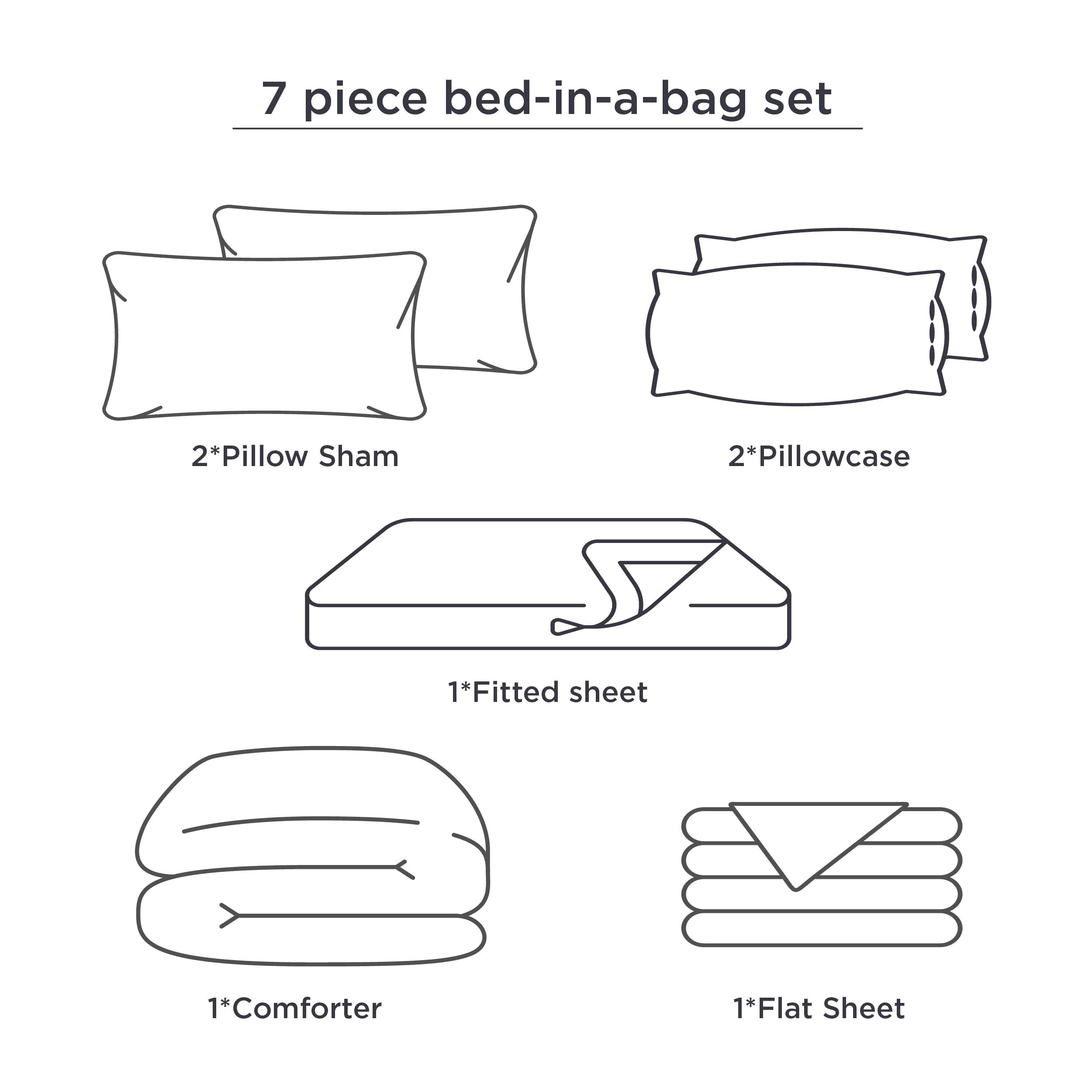 Bedsure Full Comforter Set 7 Pieces, Blue Striped Bedding Set for All Seasons, Reversible, Cationic Dyeing Bed in a Bag with Comforter, Sheets, Pillowcases & Shams